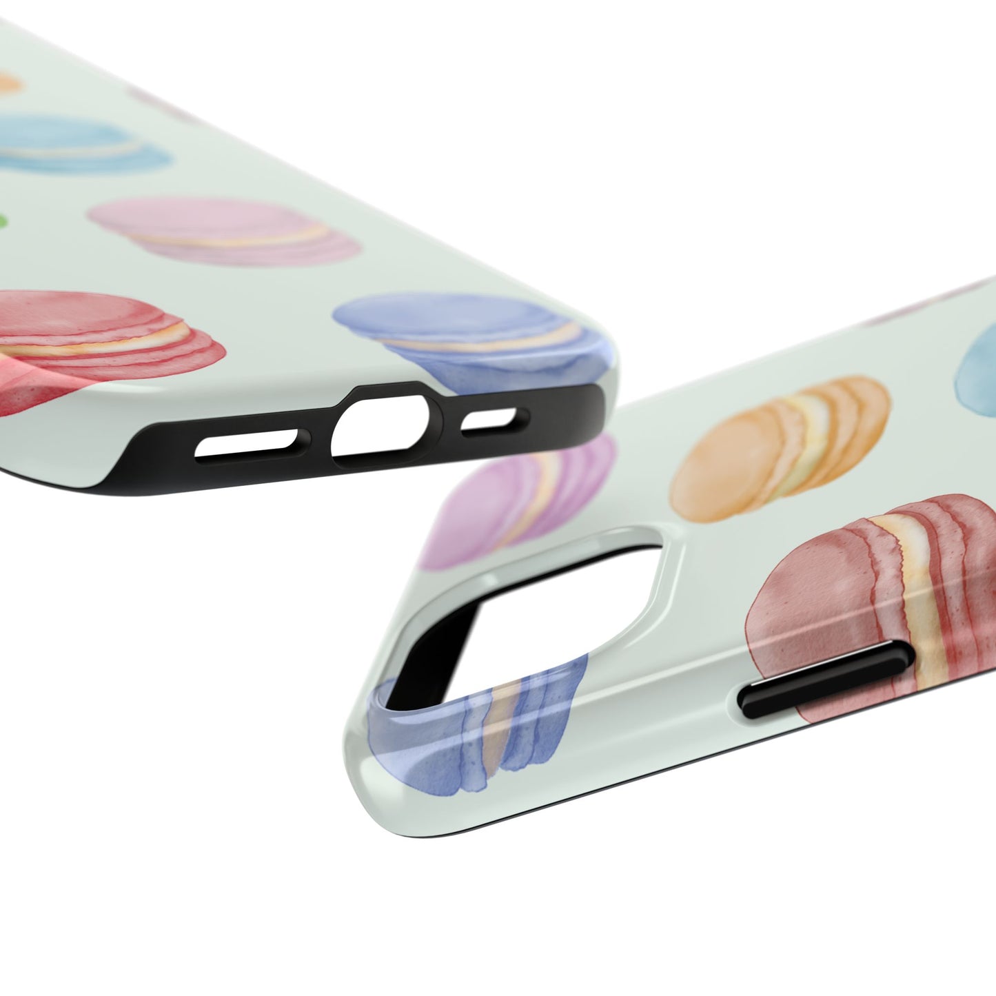 Cute Macaron Phone Case, Tough Phone Cases, Floral Phone Cover, Pastel Phone Case, Gift for Foodies, Spring Accessories