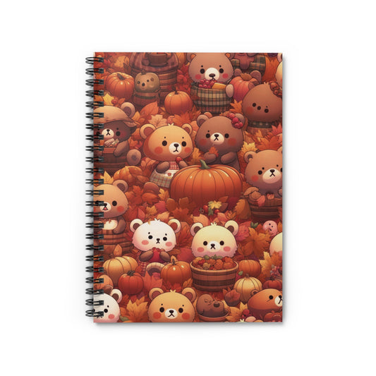 Charming Fall Bears Spiral Notebook | Cute Autumn Journal, Gift for Students, Back to School Supplies, Fall Decor, Pumpkin Lover's Diary