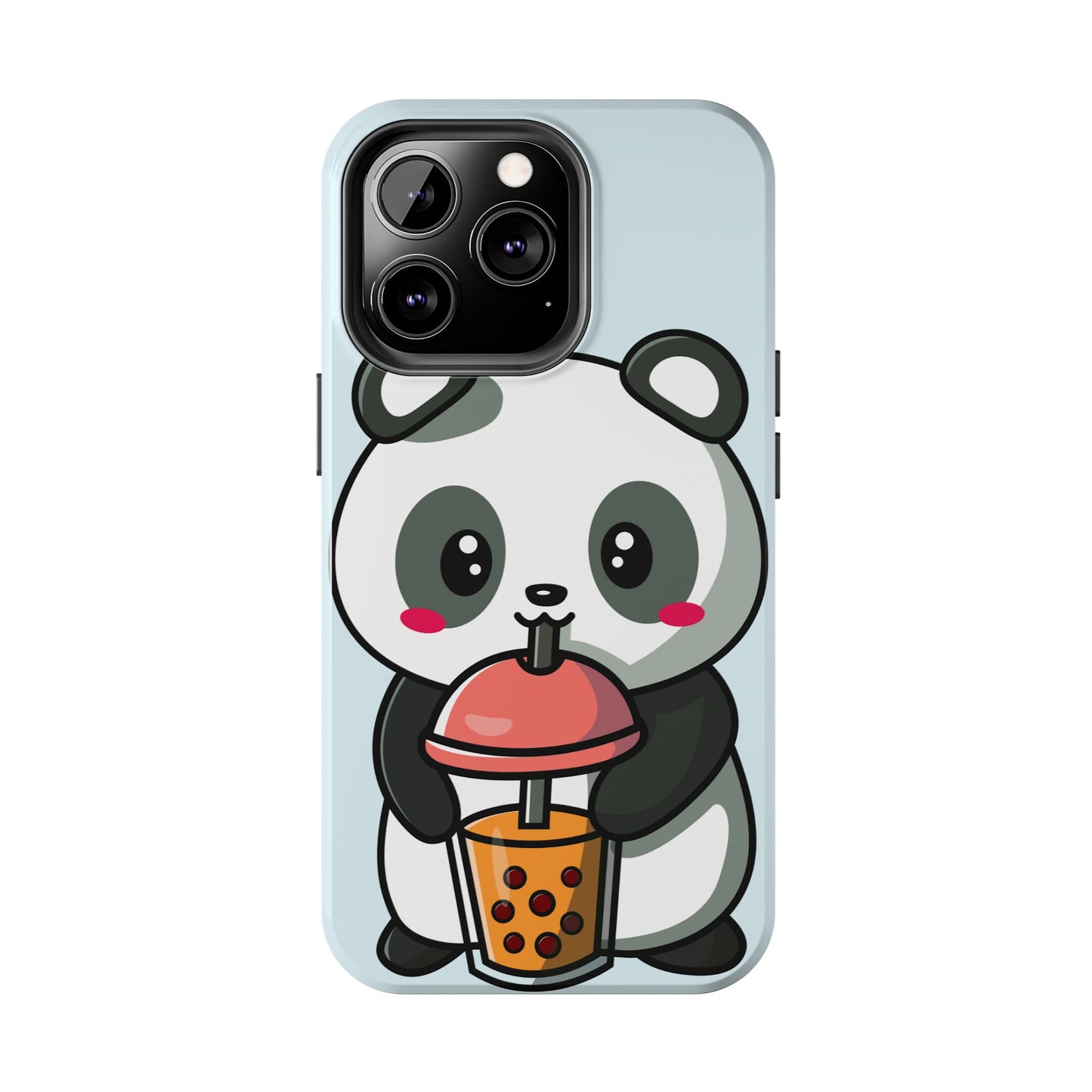 Cute Panda Phone Case with Bubble Tea Design, Tough Phone Cases, Cartoon Character Accessories, Gift for Her, Fun Mobile Cover