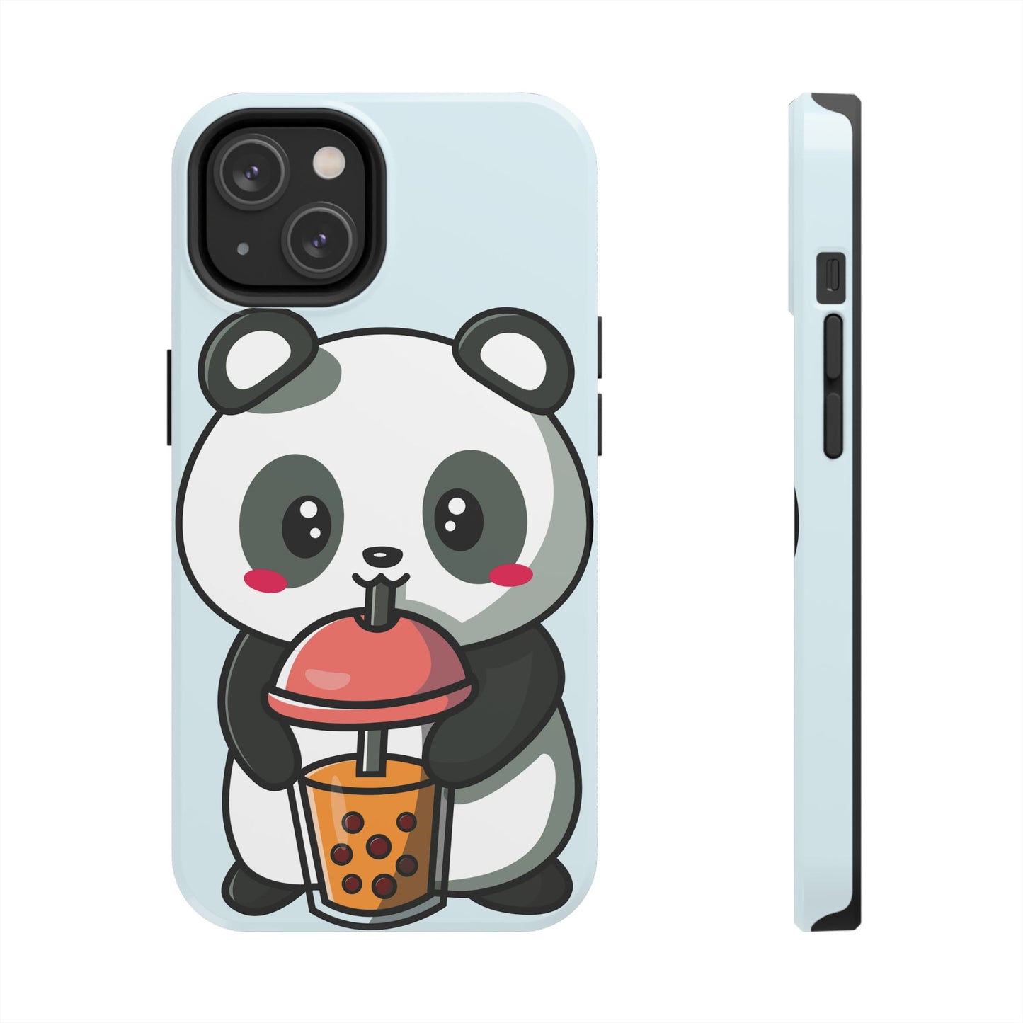 Cute Panda Phone Case with Bubble Tea Design, Tough Phone Cases, Cartoon Character Accessories, Gift for Her, Fun Mobile Cover