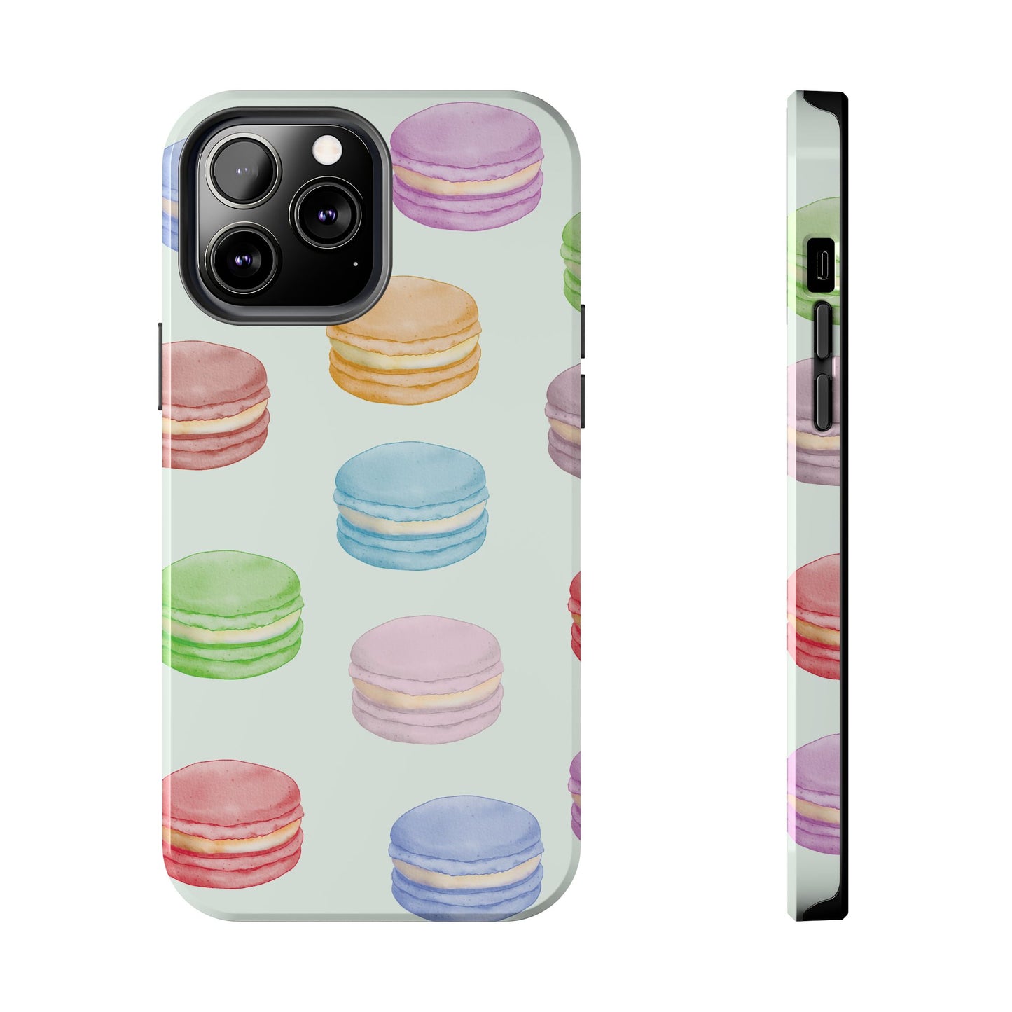 Cute Macaron Phone Case, Tough Phone Cases, Floral Phone Cover, Pastel Phone Case, Gift for Foodies, Spring Accessories