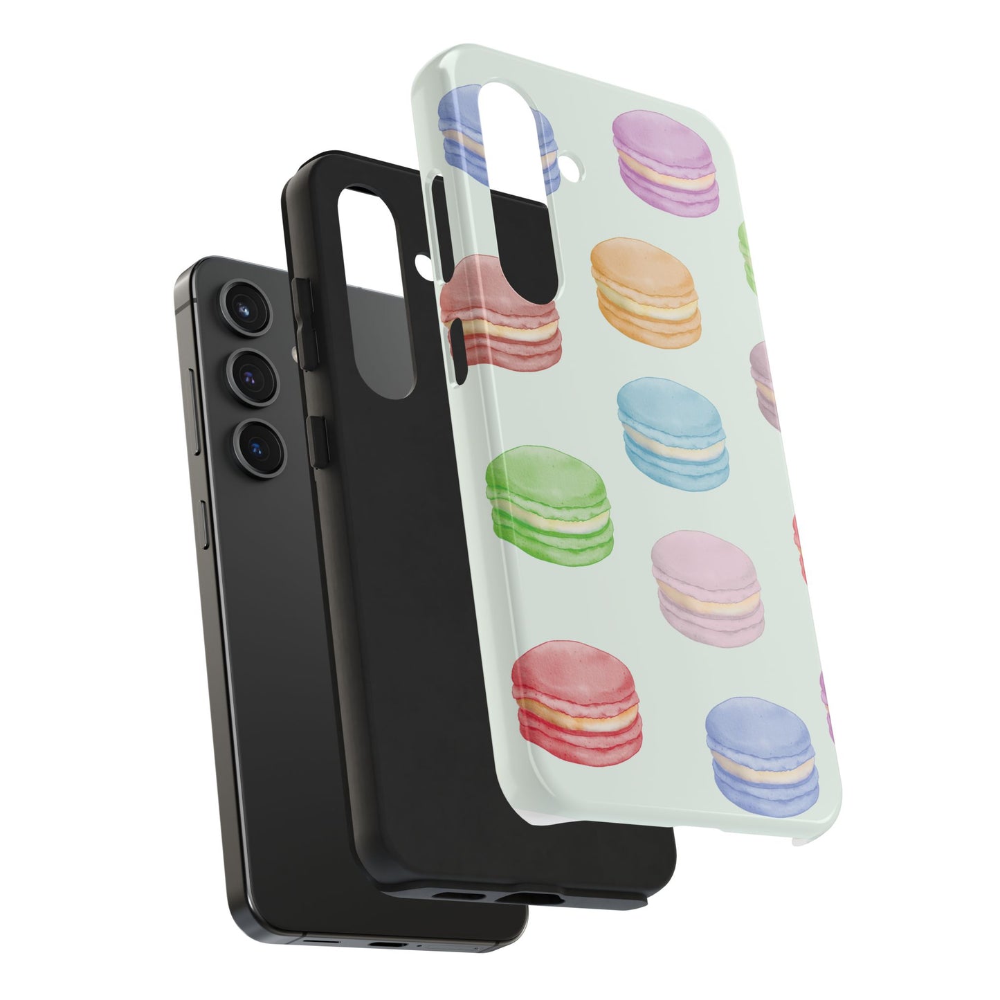 Cute Macaron Phone Case, Tough Phone Cases, Floral Phone Cover, Pastel Phone Case, Gift for Foodies, Spring Accessories