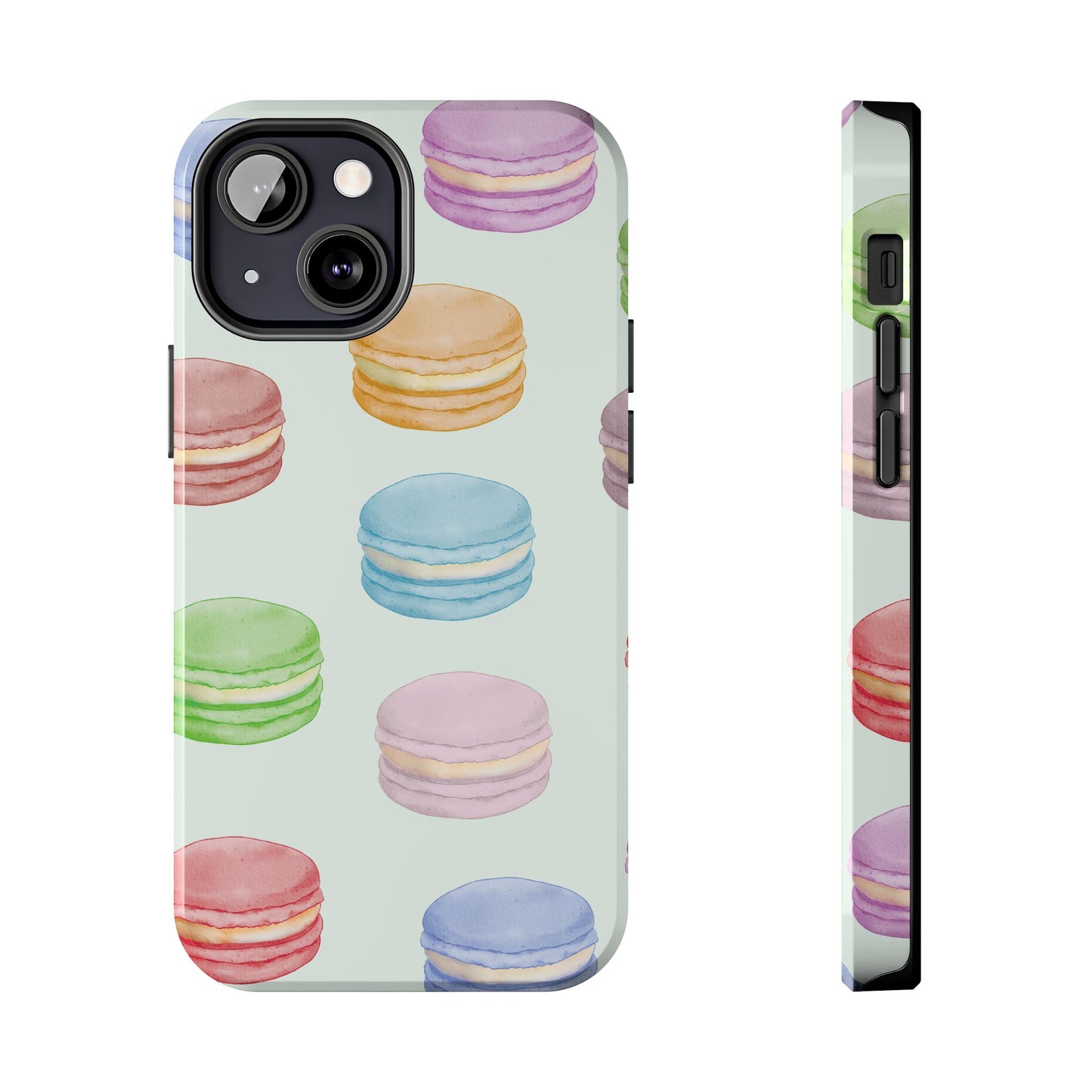 Cute Macaron Phone Case, Tough Phone Cases, Floral Phone Cover, Pastel Phone Case, Gift for Foodies, Spring Accessories