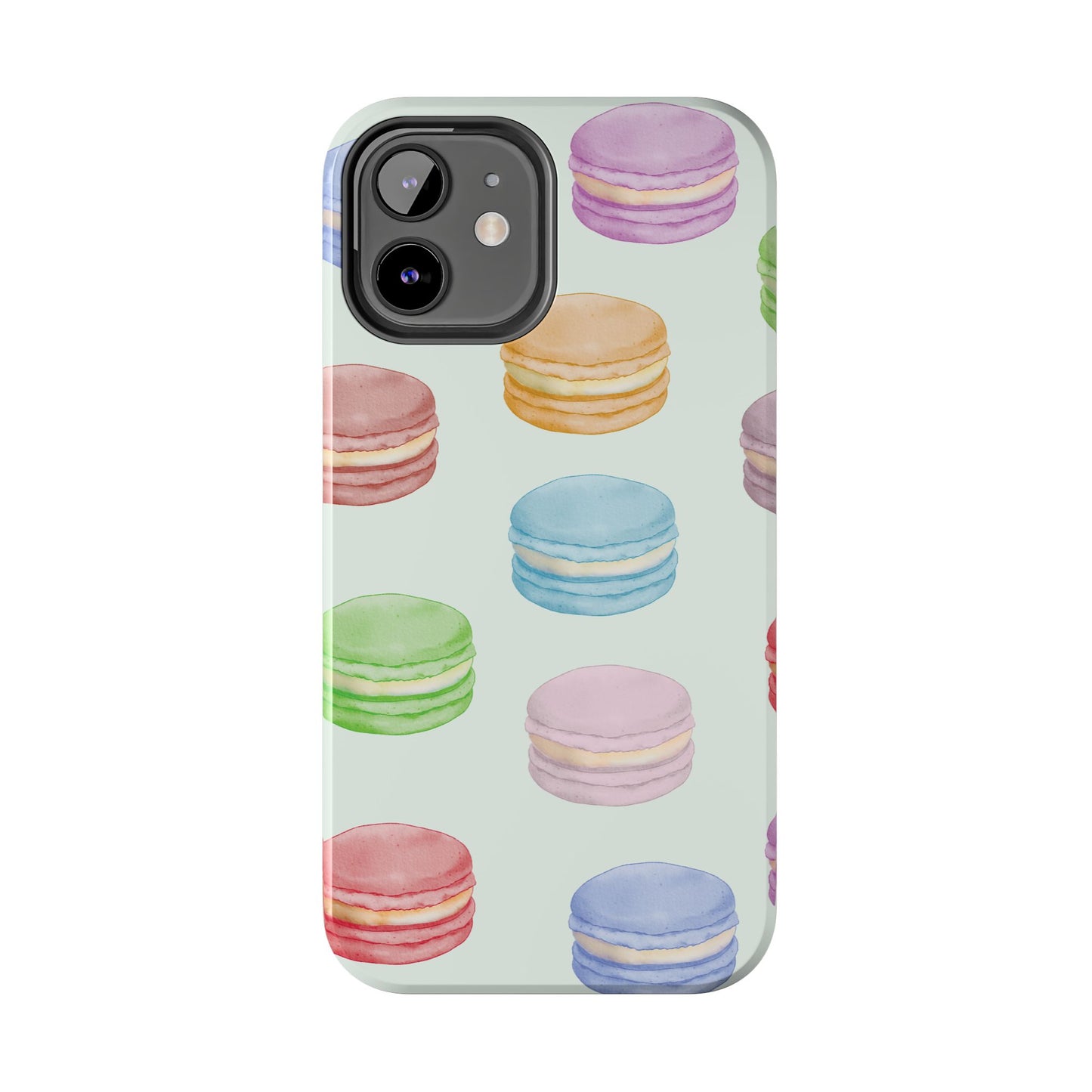 Cute Macaron Phone Case, Tough Phone Cases, Floral Phone Cover, Pastel Phone Case, Gift for Foodies, Spring Accessories