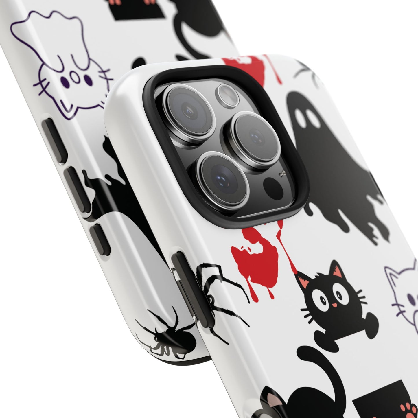Halloween Phone Cases, Spooky Phone Cover, Cat & Ghost Design, Tough Case for Gifting, Fun and Festive
