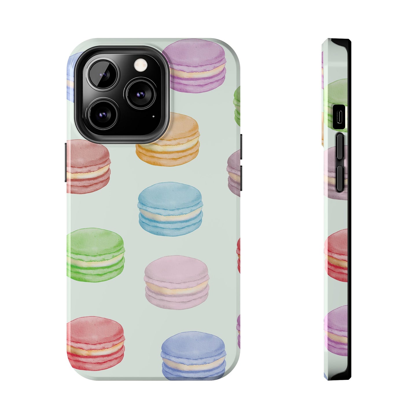 Cute Macaron Phone Case, Tough Phone Cases, Floral Phone Cover, Pastel Phone Case, Gift for Foodies, Spring Accessories