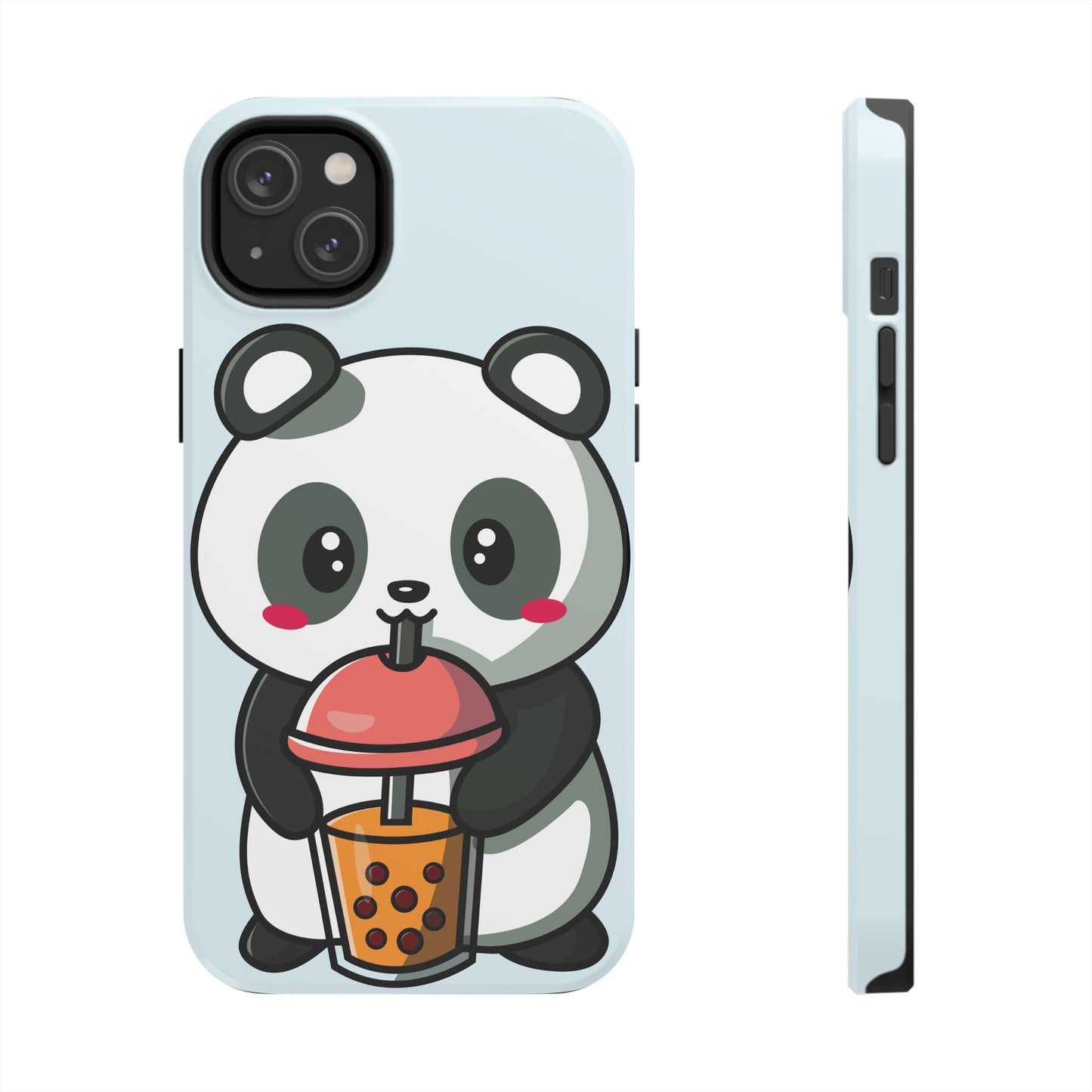 Cute Panda Phone Case with Bubble Tea Design, Tough Phone Cases, Cartoon Character Accessories, Gift for Her, Fun Mobile Cover
