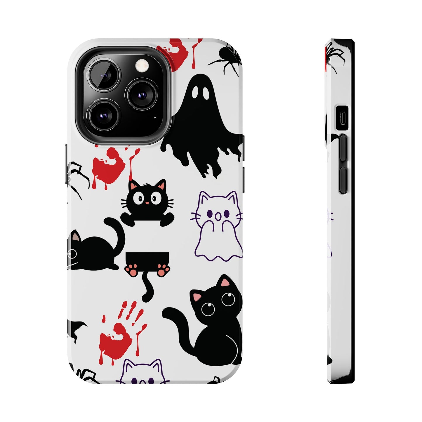 Halloween Phone Cases, Spooky Phone Cover, Cat & Ghost Design, Tough Case for Gifting, Fun and Festive
