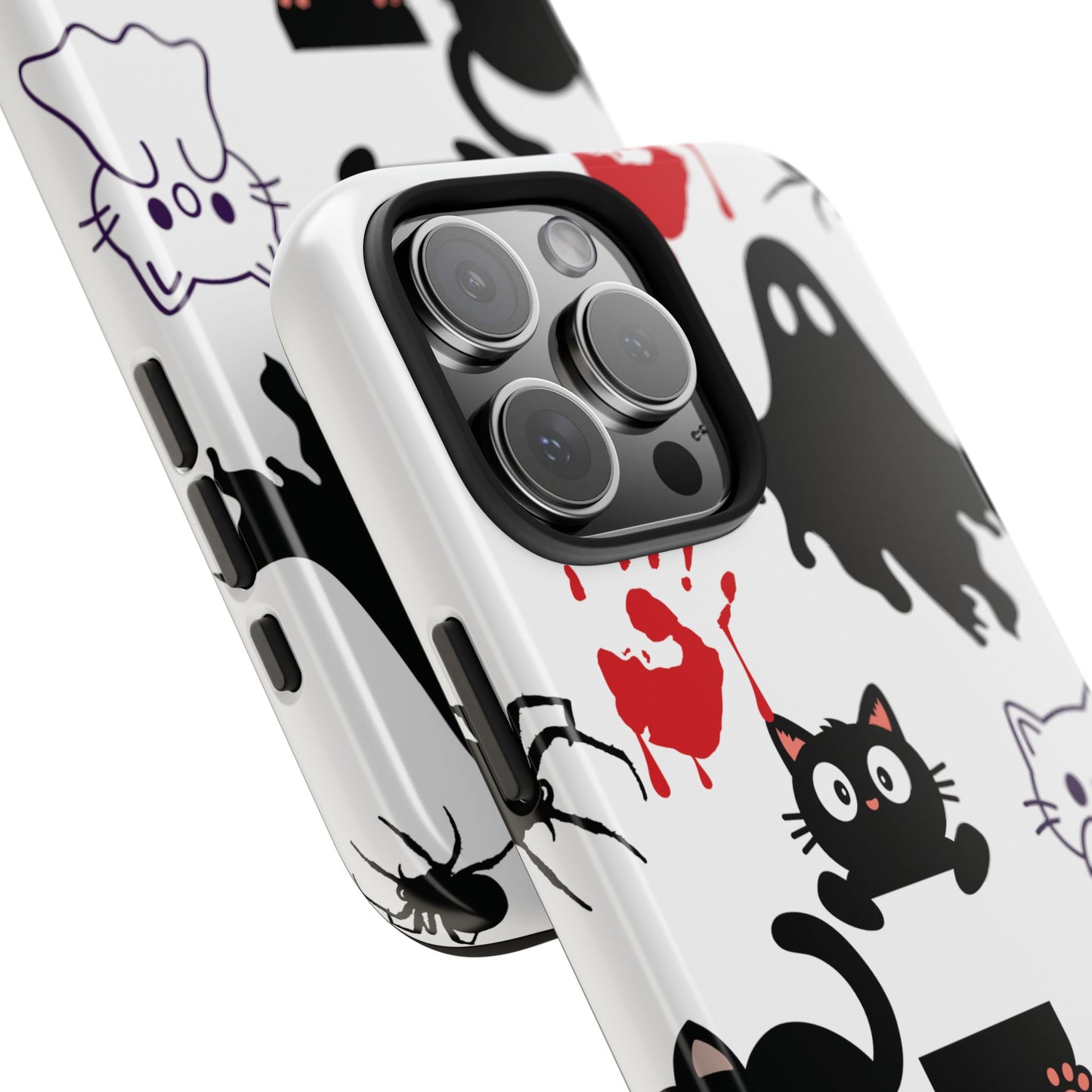 Halloween Phone Cases, Spooky Phone Cover, Cat & Ghost Design, Tough Case for Gifting, Fun and Festive