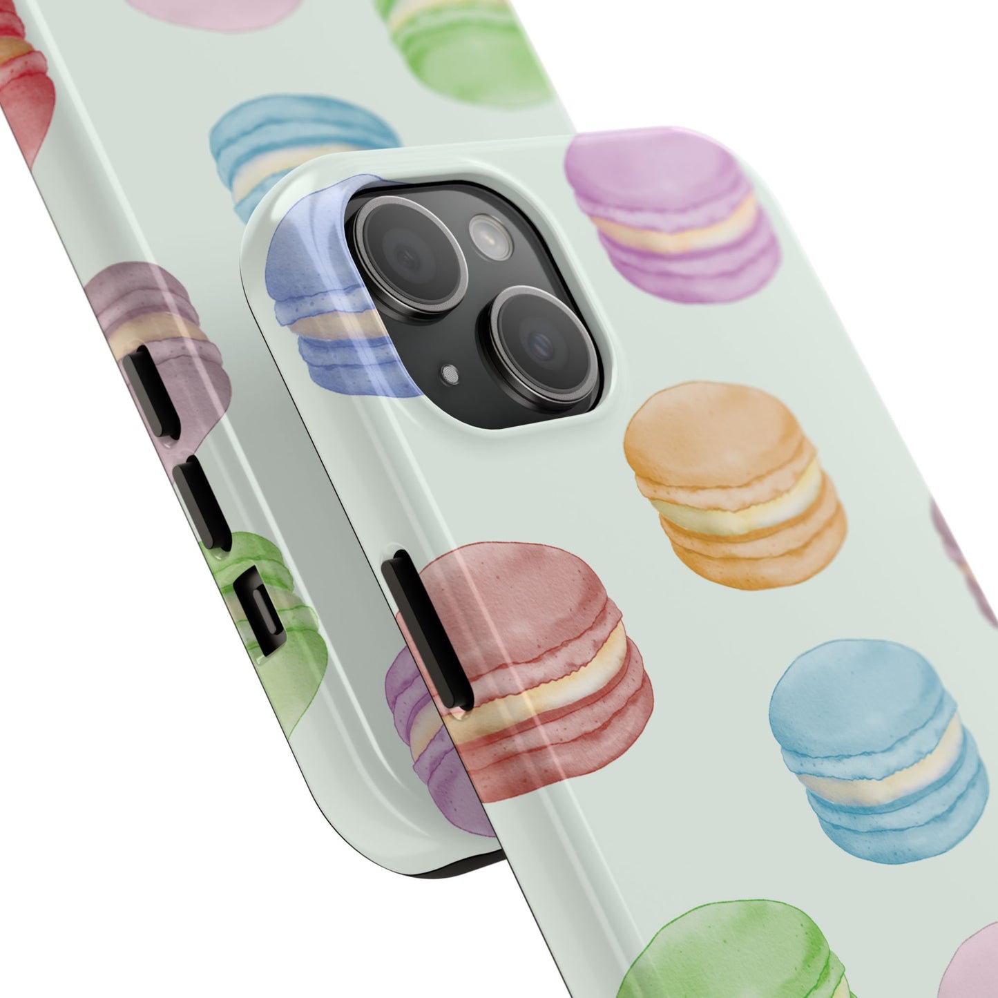 Cute Macaron Phone Case, Tough Phone Cases, Floral Phone Cover, Pastel Phone Case, Gift for Foodies, Spring Accessories