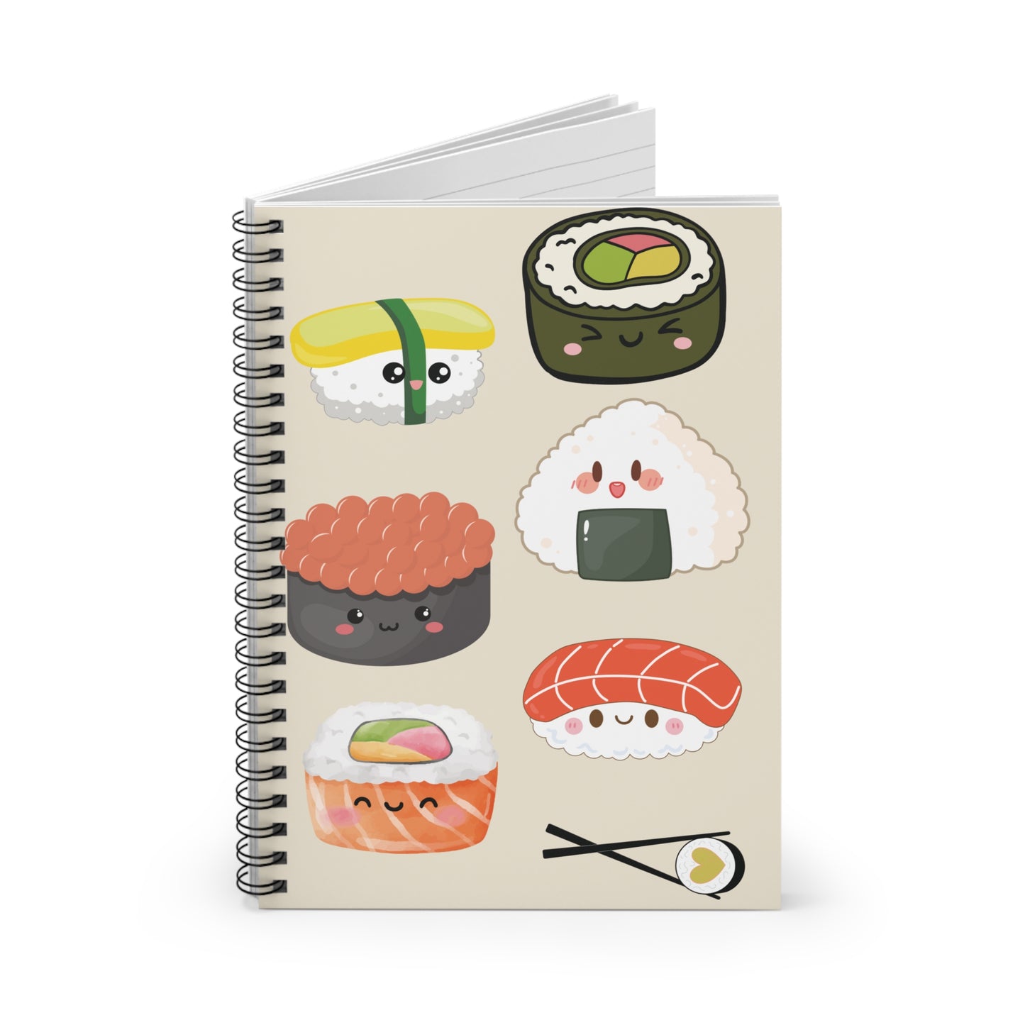 Cute Sushi Spiral Notebook - Perfect for Students, Journal Lovers, Gift for Foodies, School Supplies, Cute Stationery