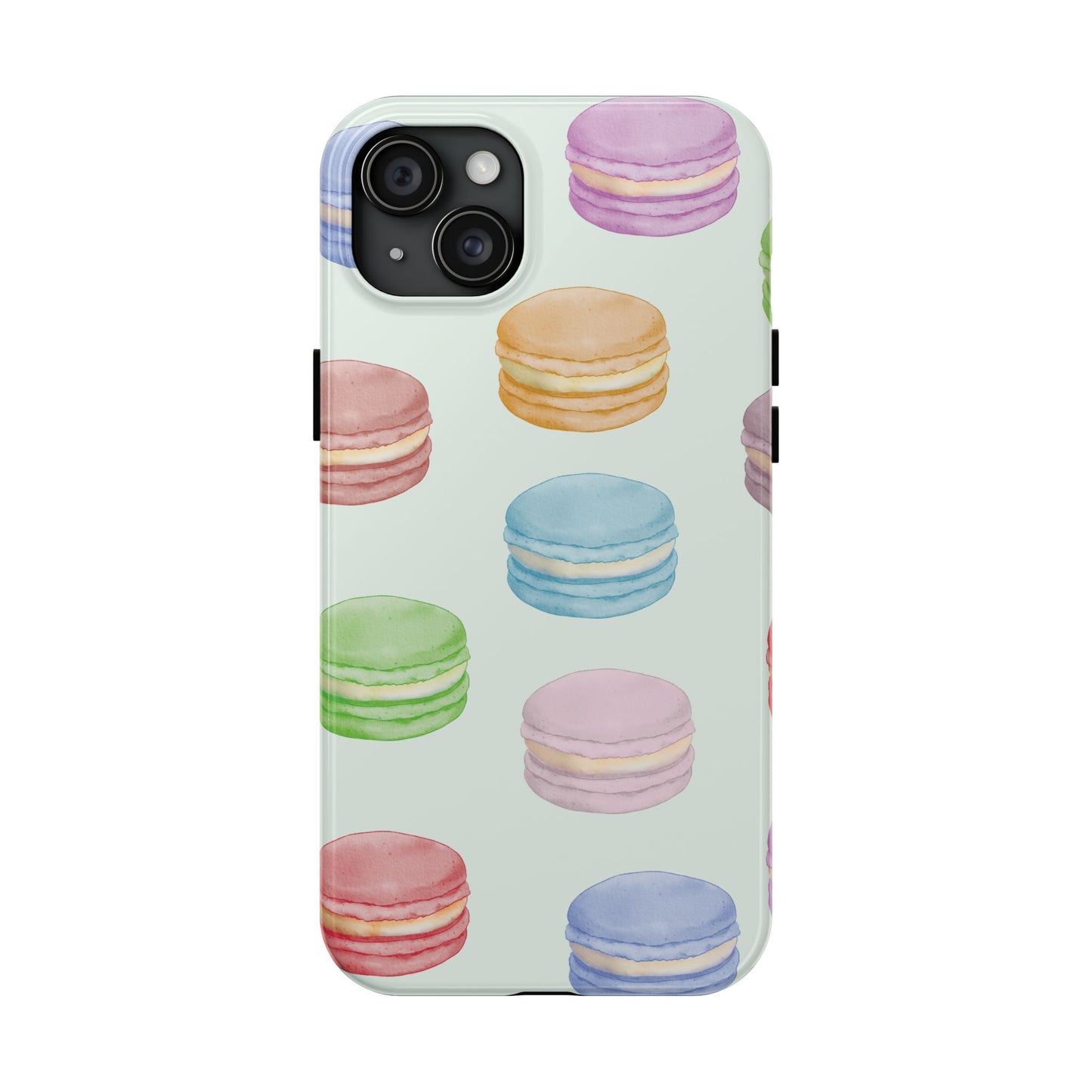 Cute Macaron Phone Case, Tough Phone Cases, Floral Phone Cover, Pastel Phone Case, Gift for Foodies, Spring Accessories