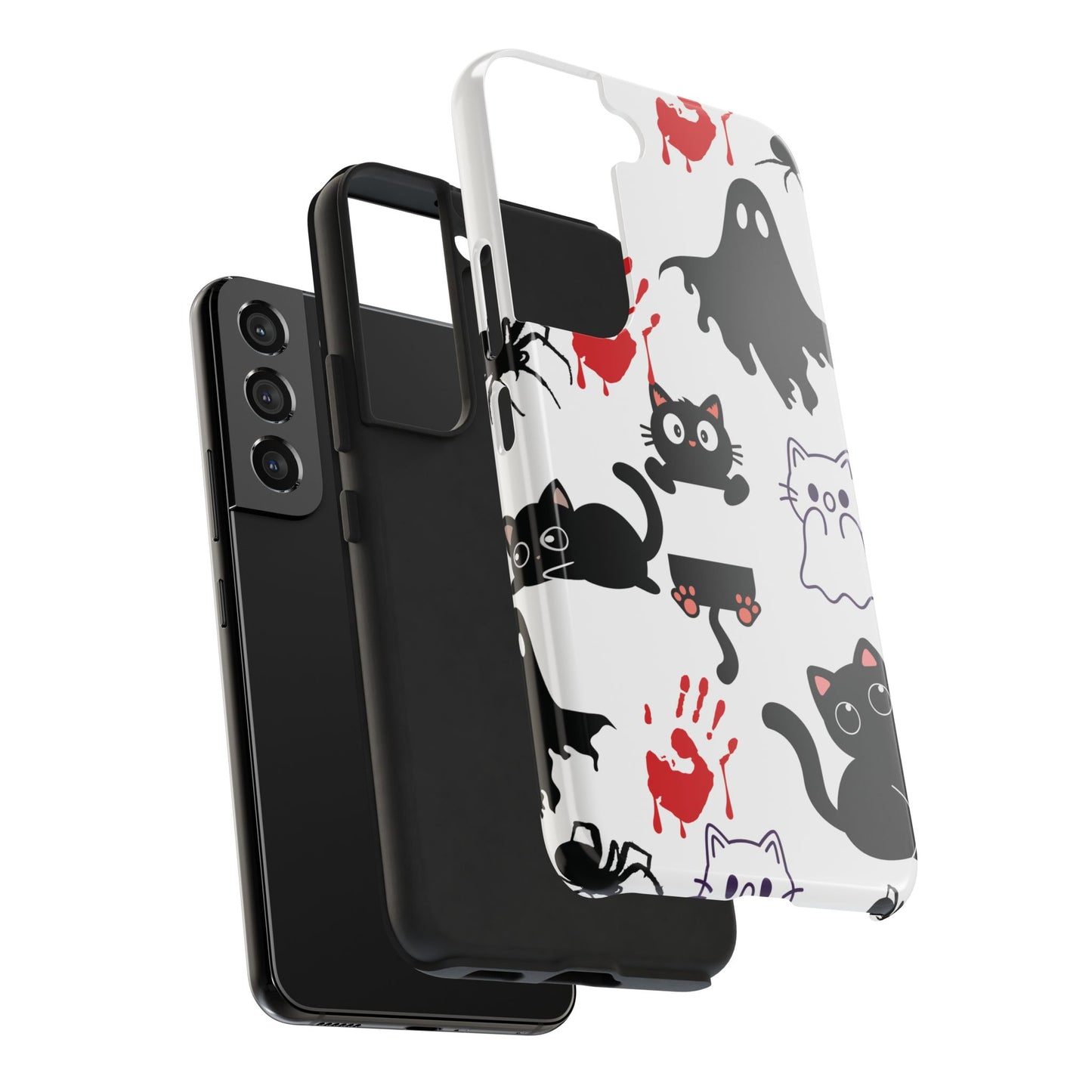 Halloween Phone Cases, Spooky Phone Cover, Cat & Ghost Design, Tough Case for Gifting, Fun and Festive