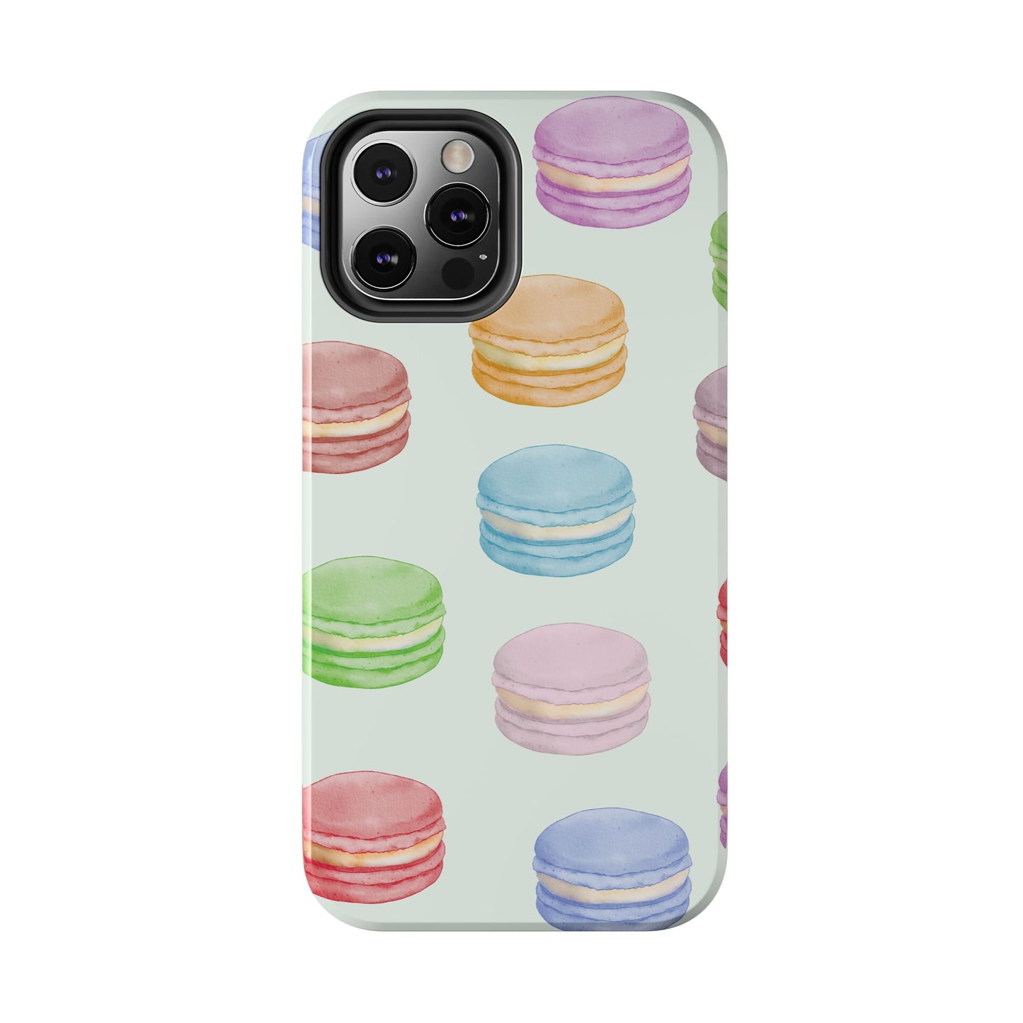 Cute Macaron Phone Case, Tough Phone Cases, Floral Phone Cover, Pastel Phone Case, Gift for Foodies, Spring Accessories