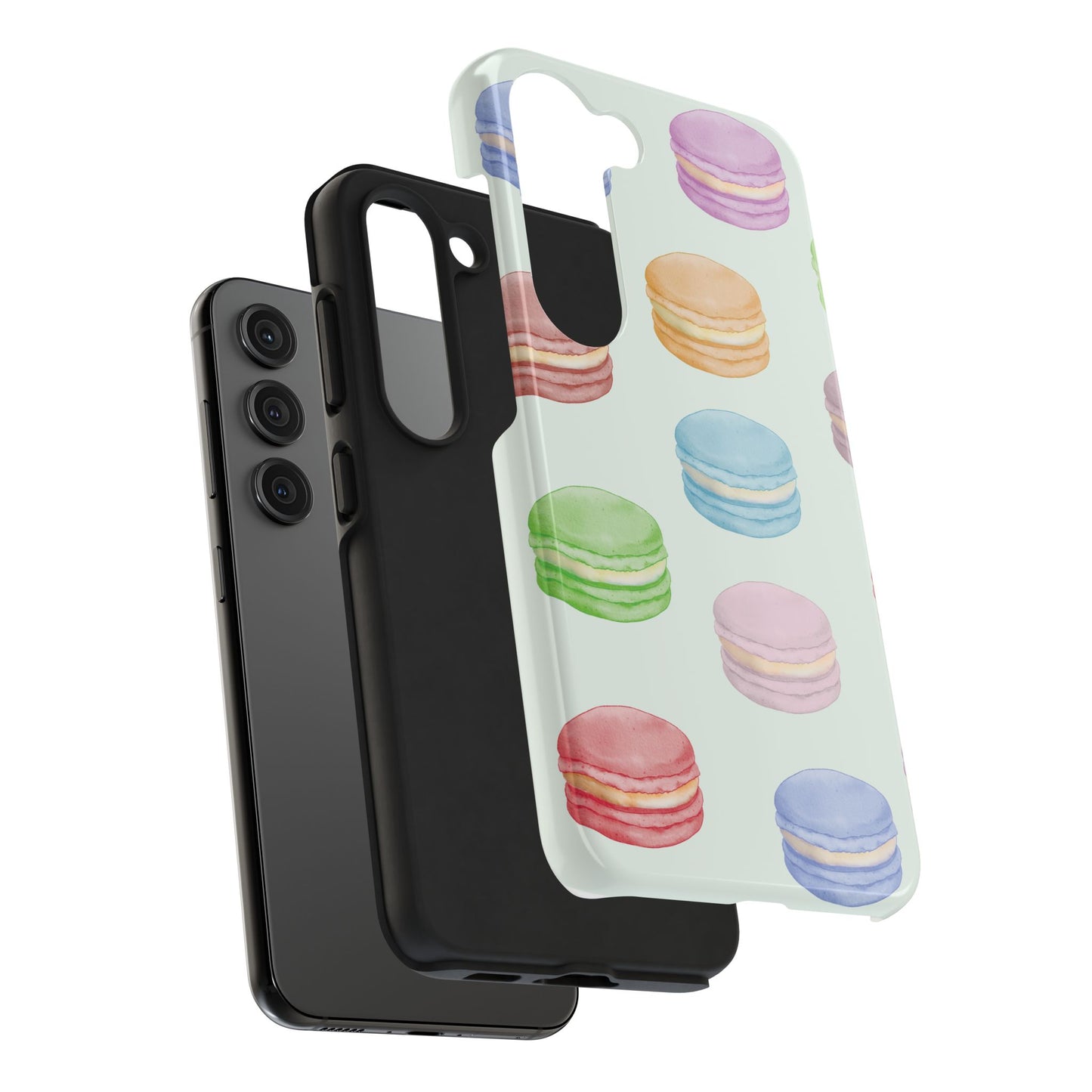 Cute Macaron Phone Case, Tough Phone Cases, Floral Phone Cover, Pastel Phone Case, Gift for Foodies, Spring Accessories