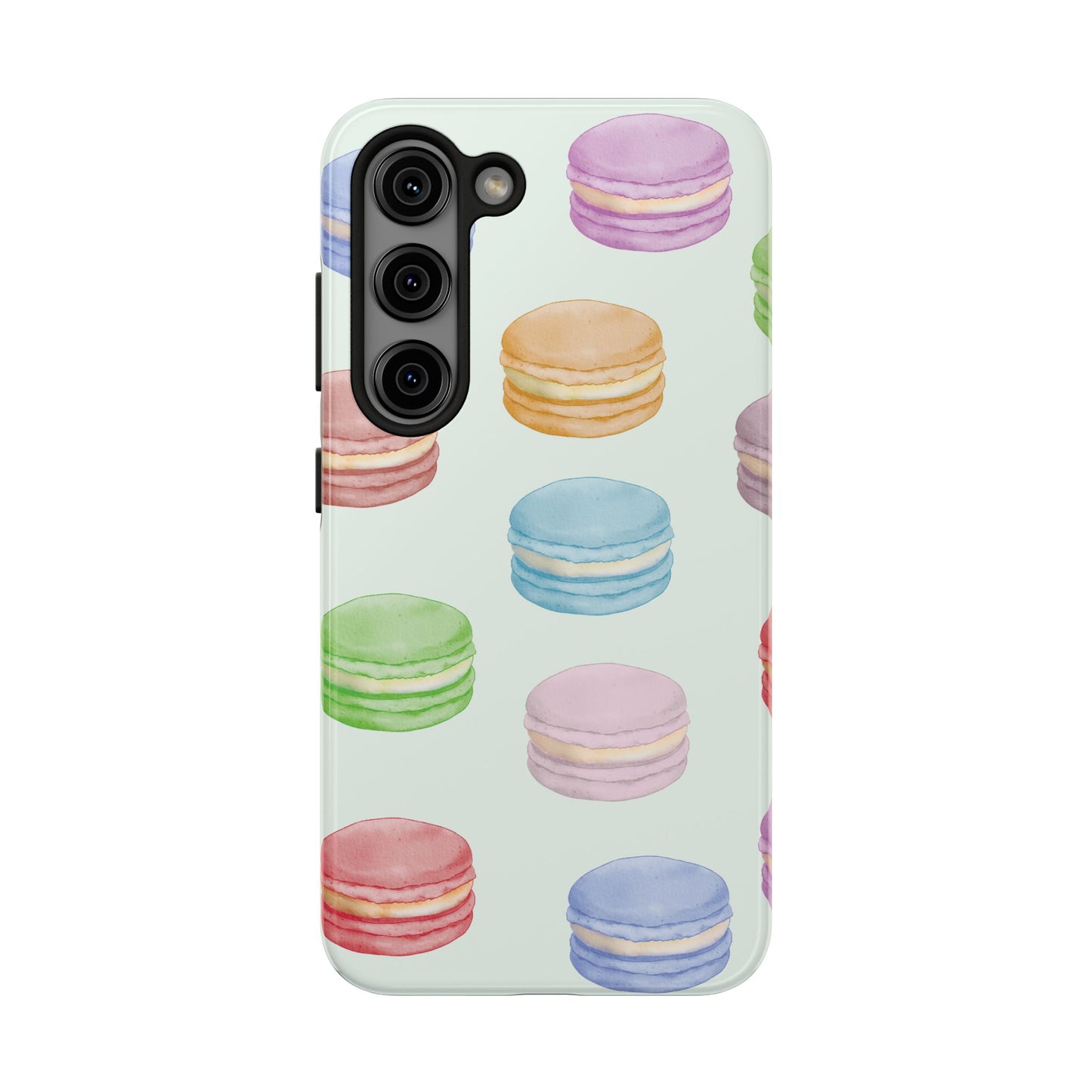 Cute Macaron Phone Case, Tough Phone Cases, Floral Phone Cover, Pastel Phone Case, Gift for Foodies, Spring Accessories