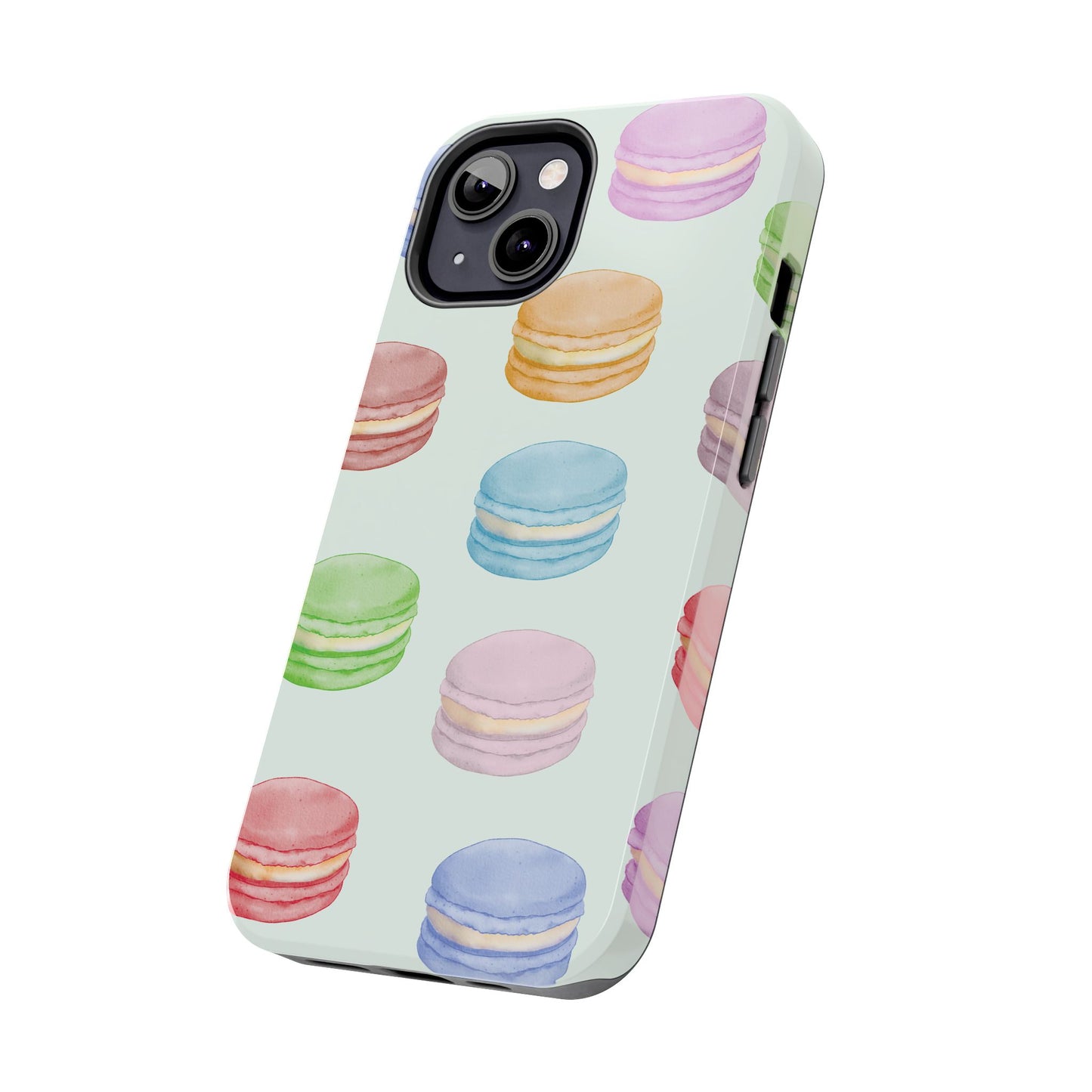 Cute Macaron Phone Case, Tough Phone Cases, Floral Phone Cover, Pastel Phone Case, Gift for Foodies, Spring Accessories