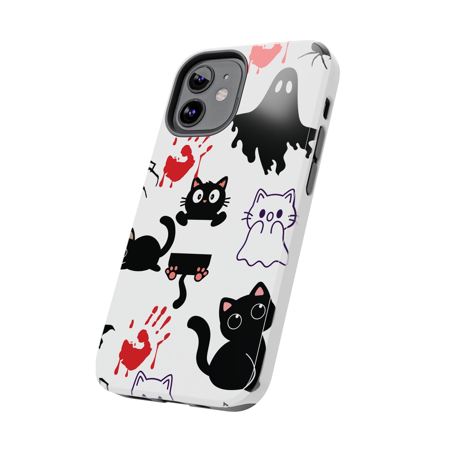 Halloween Phone Cases, Spooky Phone Cover, Cat & Ghost Design, Tough Case for Gifting, Fun and Festive