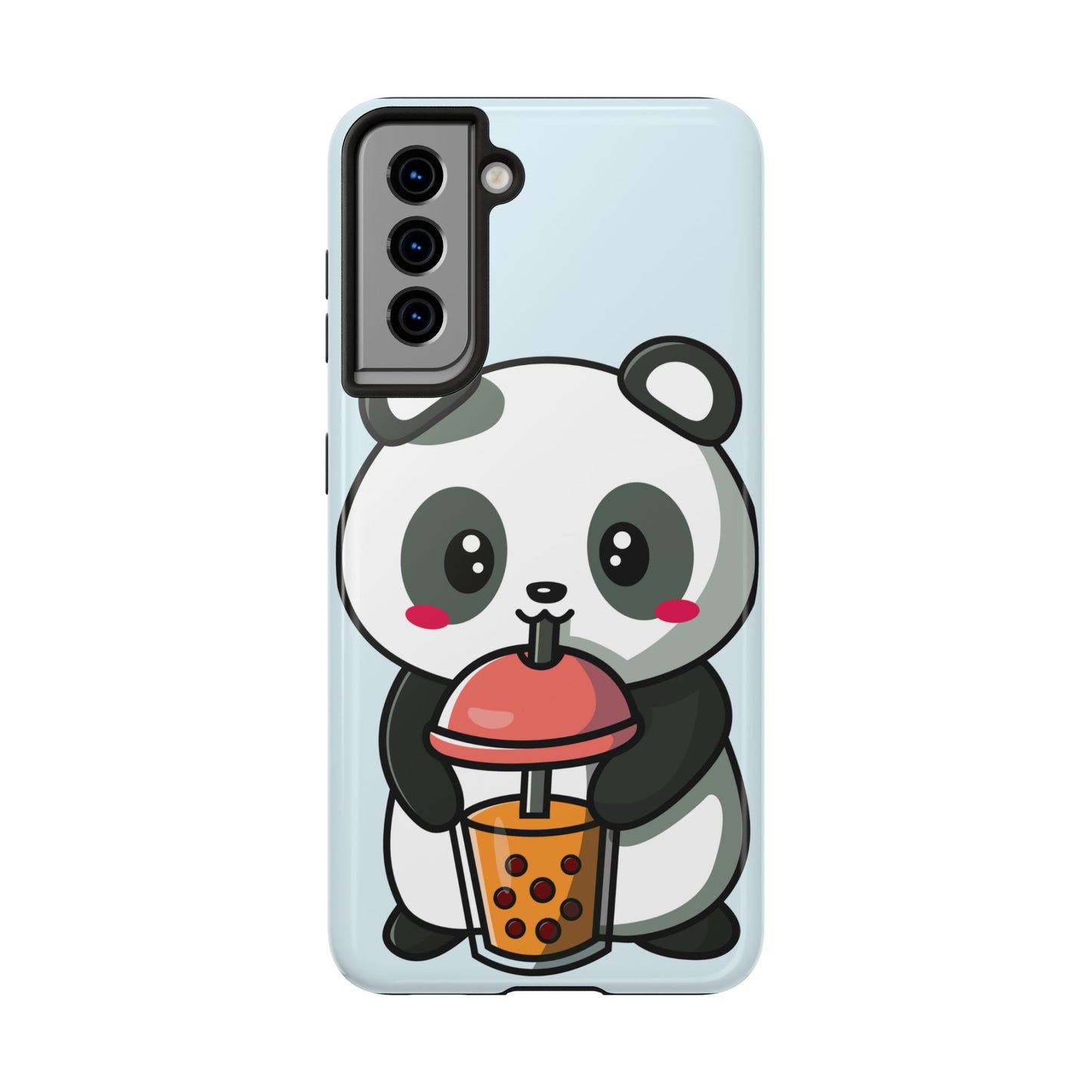 Cute Panda Phone Case with Bubble Tea Design, Tough Phone Cases, Cartoon Character Accessories, Gift for Her, Fun Mobile Cover