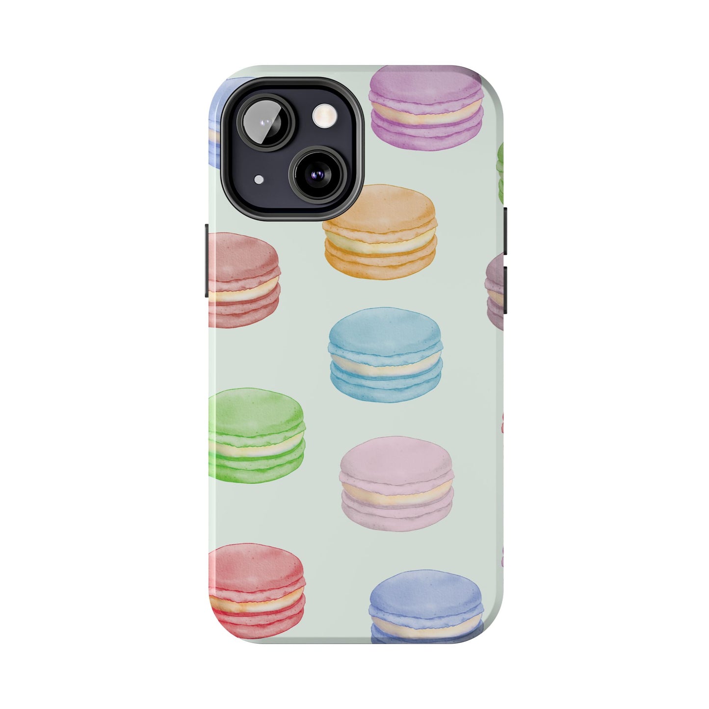 Cute Macaron Phone Case, Tough Phone Cases, Floral Phone Cover, Pastel Phone Case, Gift for Foodies, Spring Accessories