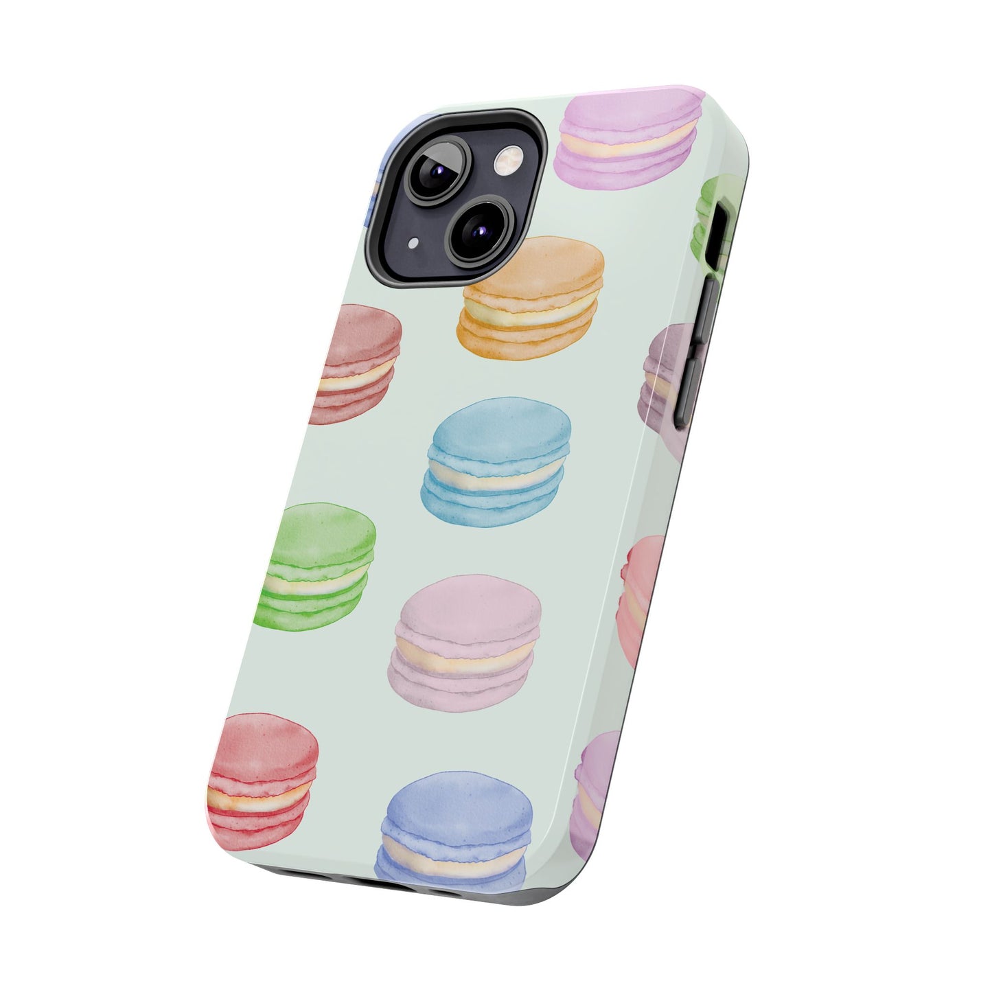 Cute Macaron Phone Case, Tough Phone Cases, Floral Phone Cover, Pastel Phone Case, Gift for Foodies, Spring Accessories