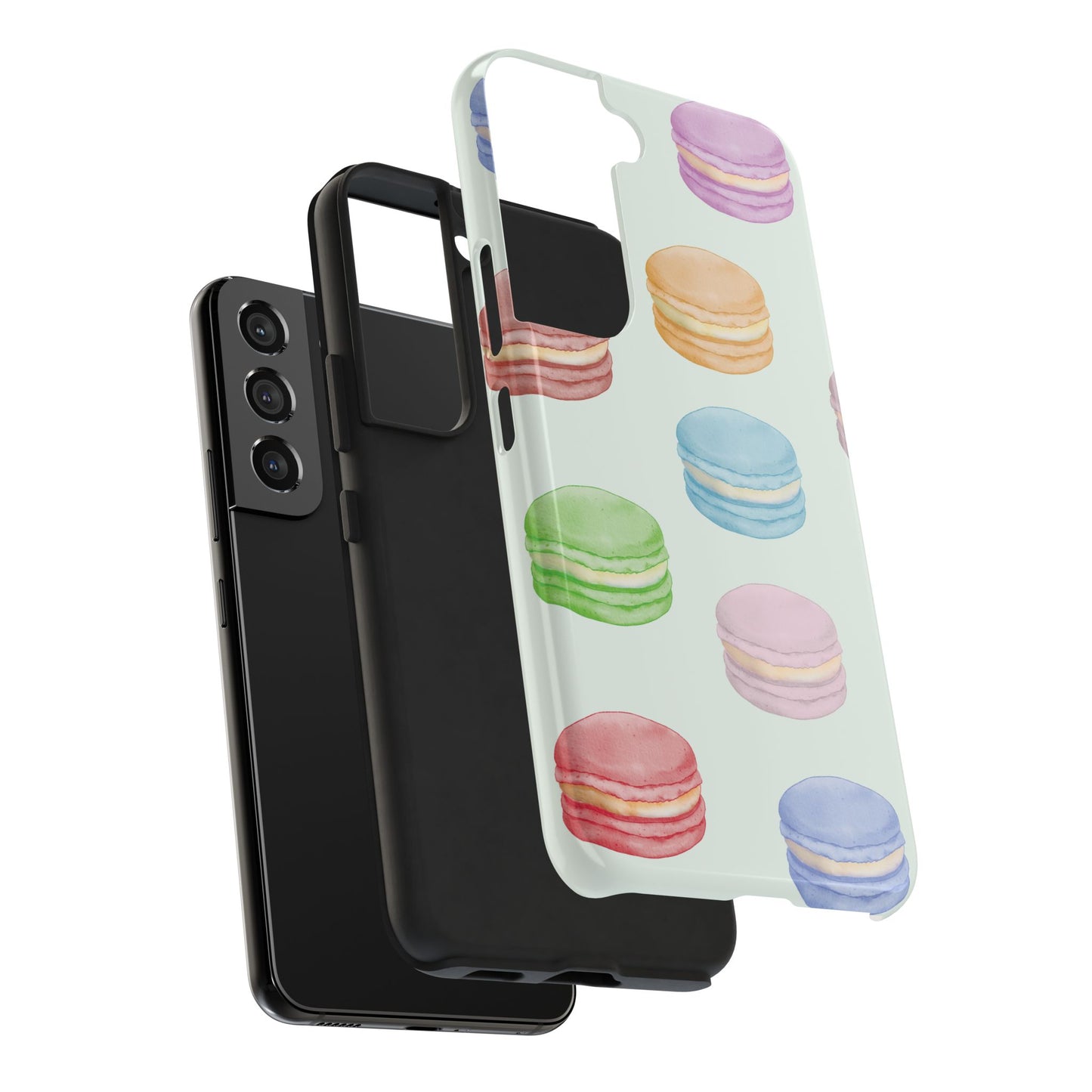 Cute Macaron Phone Case, Tough Phone Cases, Floral Phone Cover, Pastel Phone Case, Gift for Foodies, Spring Accessories