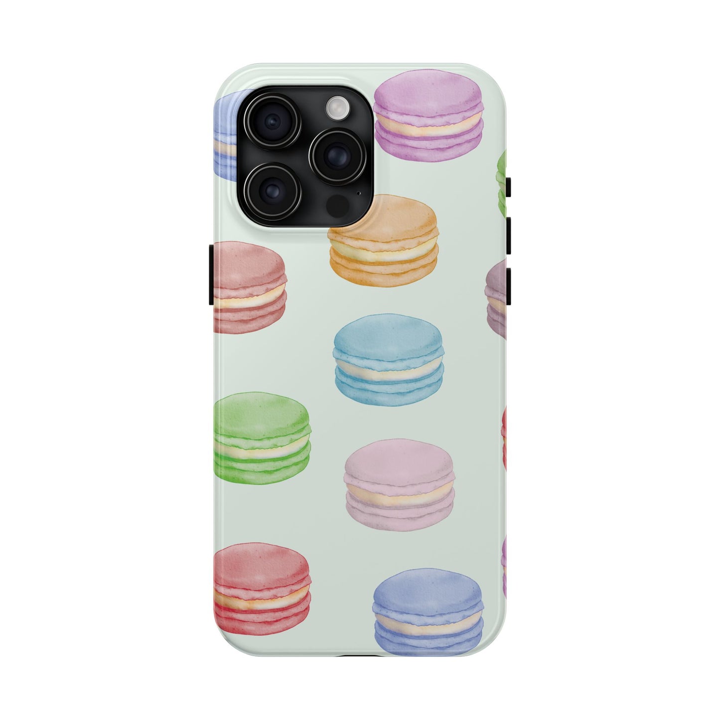 Cute Macaron Phone Case, Tough Phone Cases, Floral Phone Cover, Pastel Phone Case, Gift for Foodies, Spring Accessories