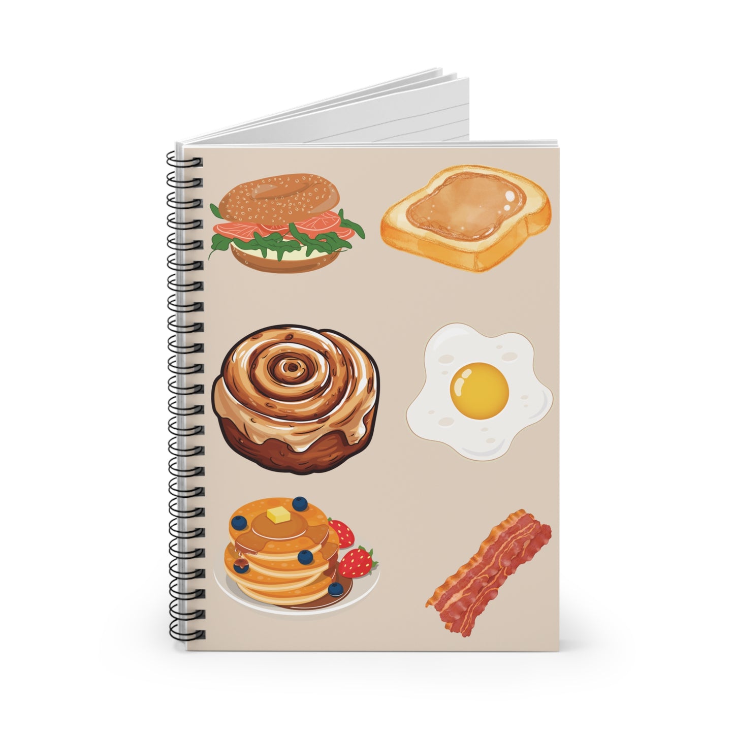 Breakfast-Themed Spiral Notebook - Perfect for Food Lovers, Journaling, School, Note-taking, Gift Idea