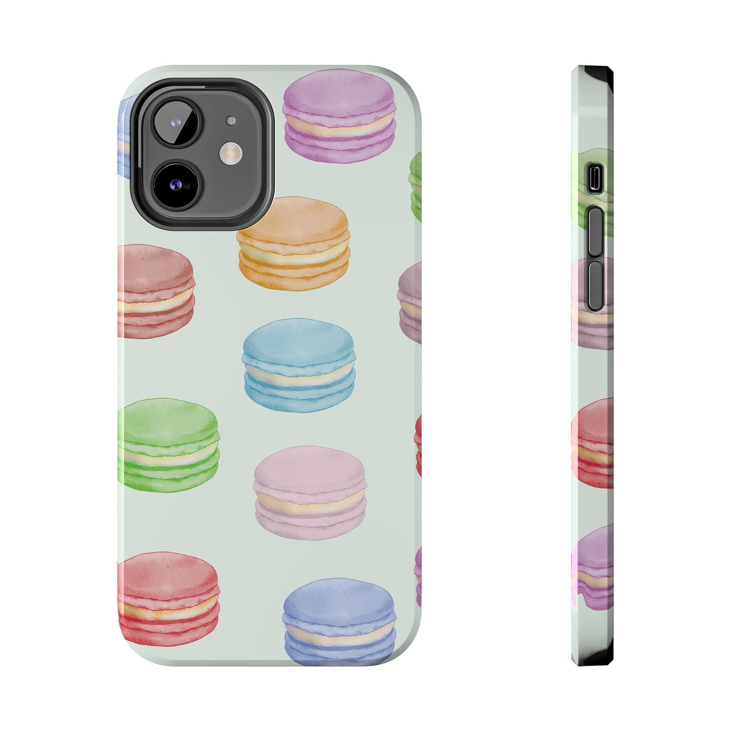 Cute Macaron Phone Case, Tough Phone Cases, Floral Phone Cover, Pastel Phone Case, Gift for Foodies, Spring Accessories