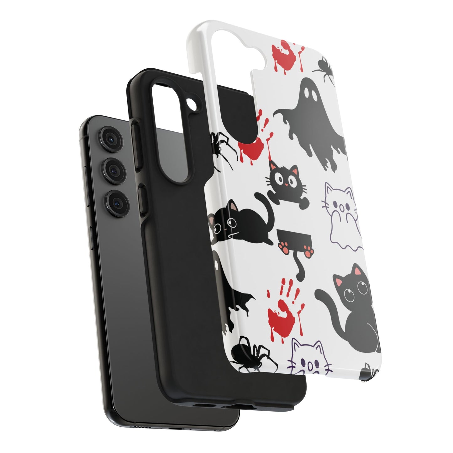 Halloween Phone Cases, Spooky Phone Cover, Cat & Ghost Design, Tough Case for Gifting, Fun and Festive