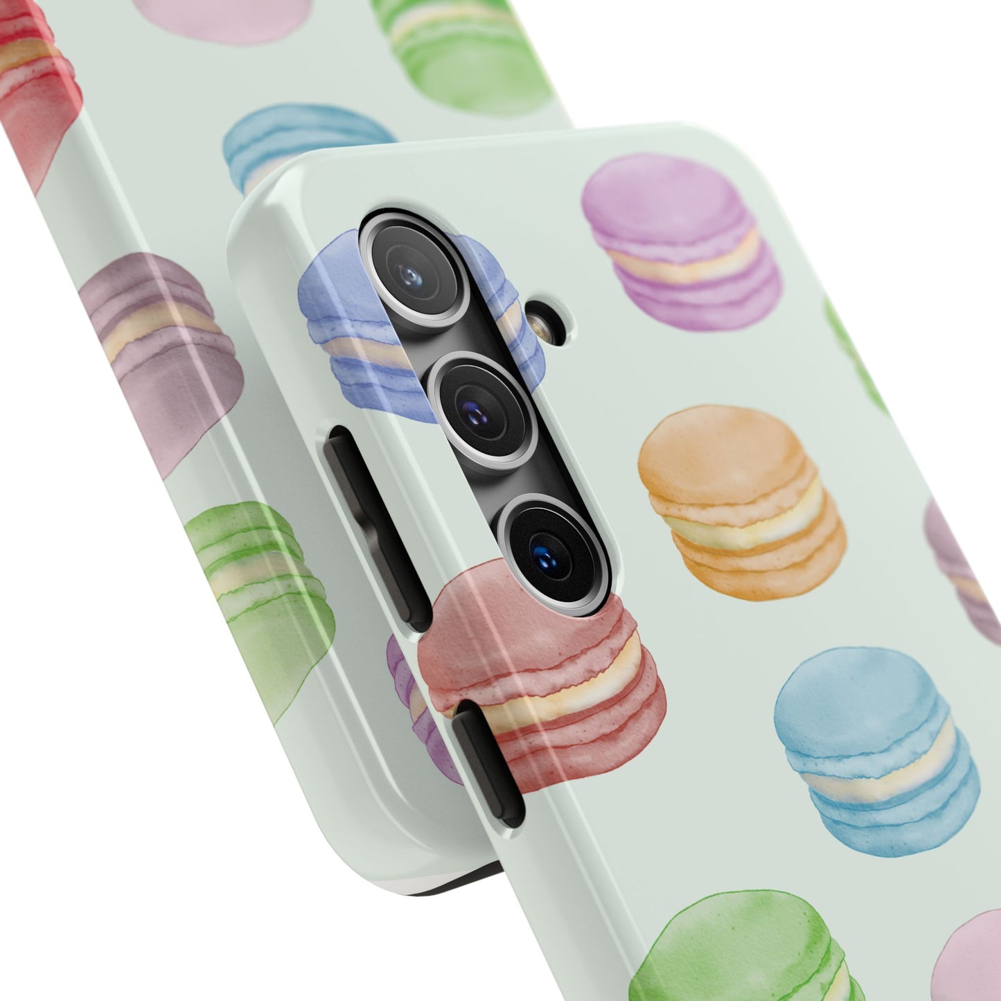 Cute Macaron Phone Case, Tough Phone Cases, Floral Phone Cover, Pastel Phone Case, Gift for Foodies, Spring Accessories