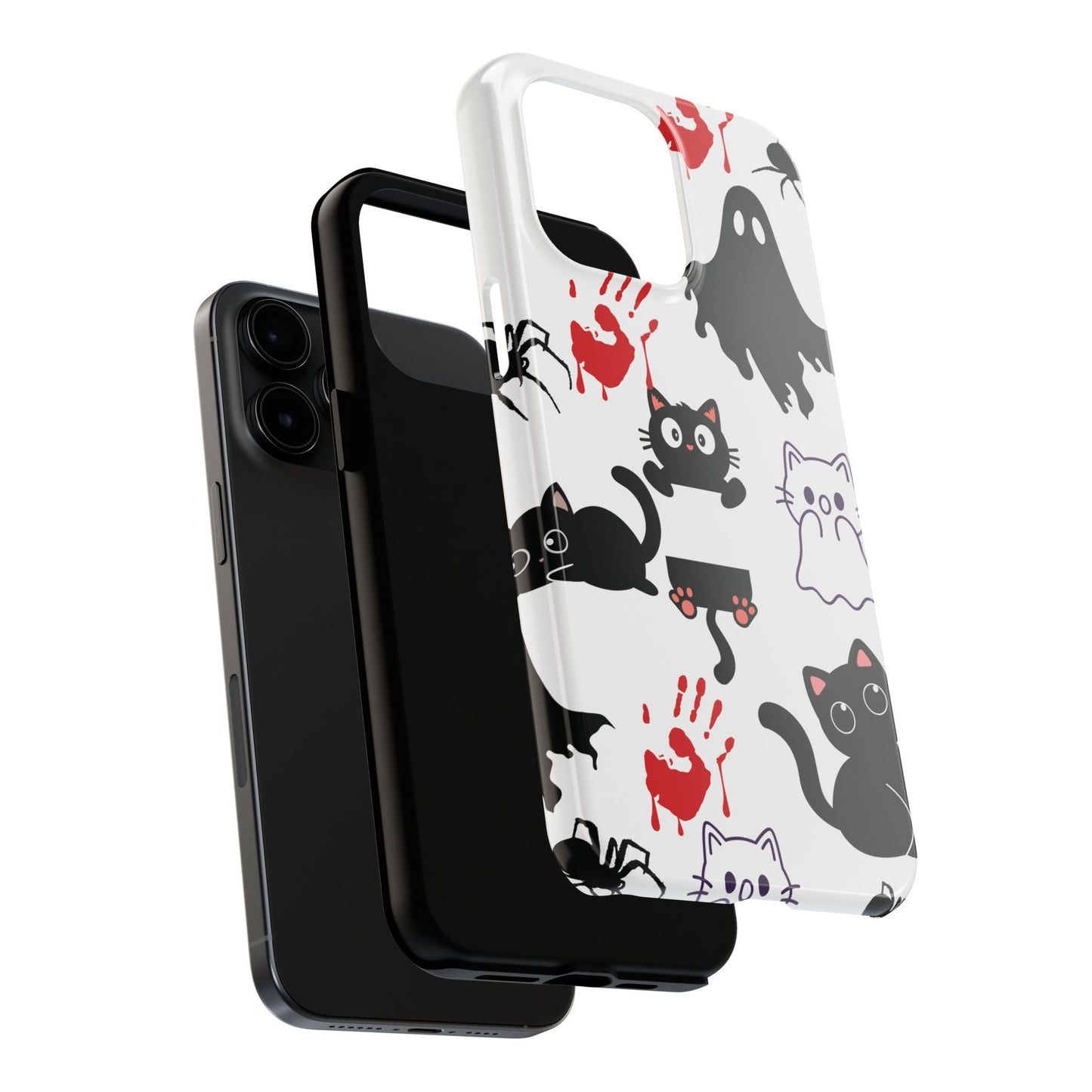 Halloween Phone Cases, Spooky Phone Cover, Cat & Ghost Design, Tough Case for Gifting, Fun and Festive