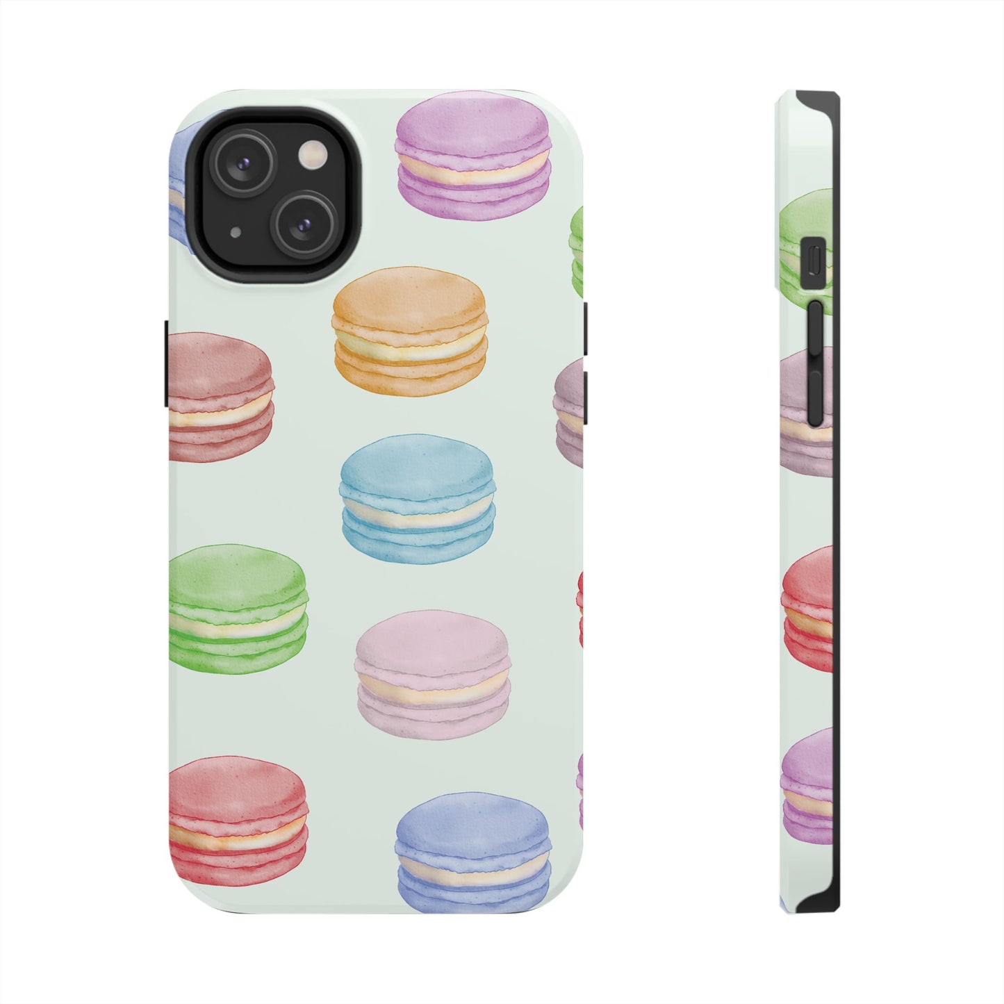 Cute Macaron Phone Case, Tough Phone Cases, Floral Phone Cover, Pastel Phone Case, Gift for Foodies, Spring Accessories