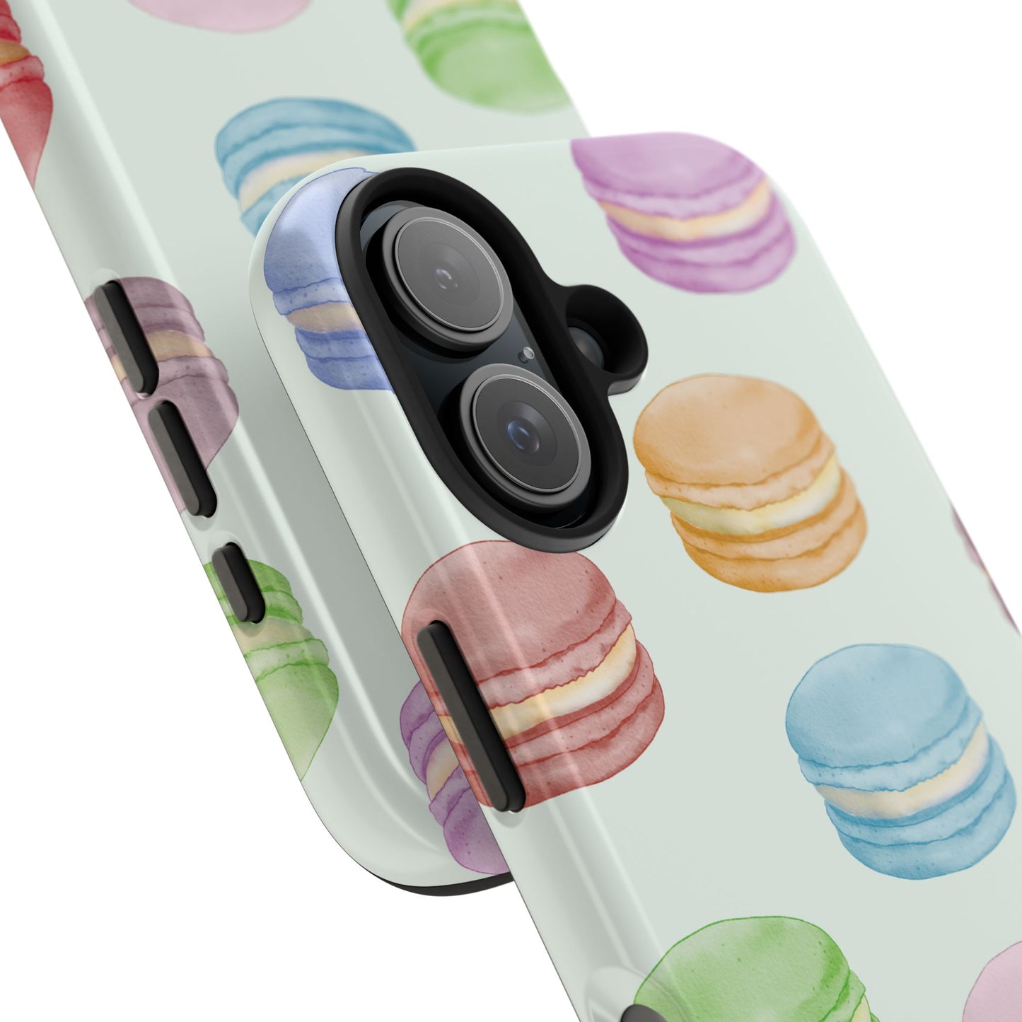 Cute Macaron Phone Case, Tough Phone Cases, Floral Phone Cover, Pastel Phone Case, Gift for Foodies, Spring Accessories