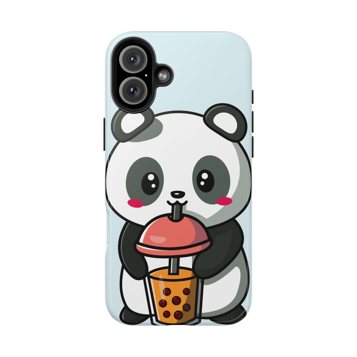 Cute Panda Phone Case with Bubble Tea Design, Tough Phone Cases, Cartoon Character Accessories, Gift for Her, Fun Mobile Cover