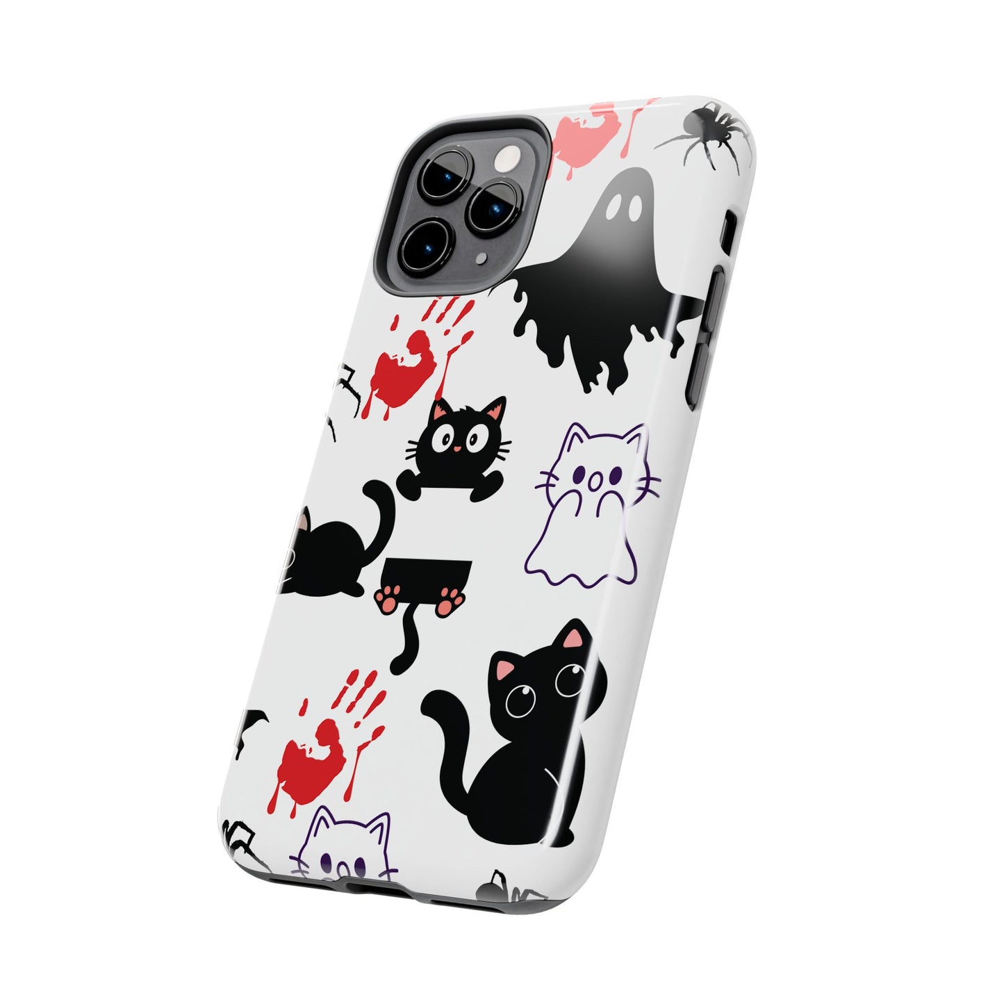 Halloween Phone Cases, Spooky Phone Cover, Cat & Ghost Design, Tough Case for Gifting, Fun and Festive