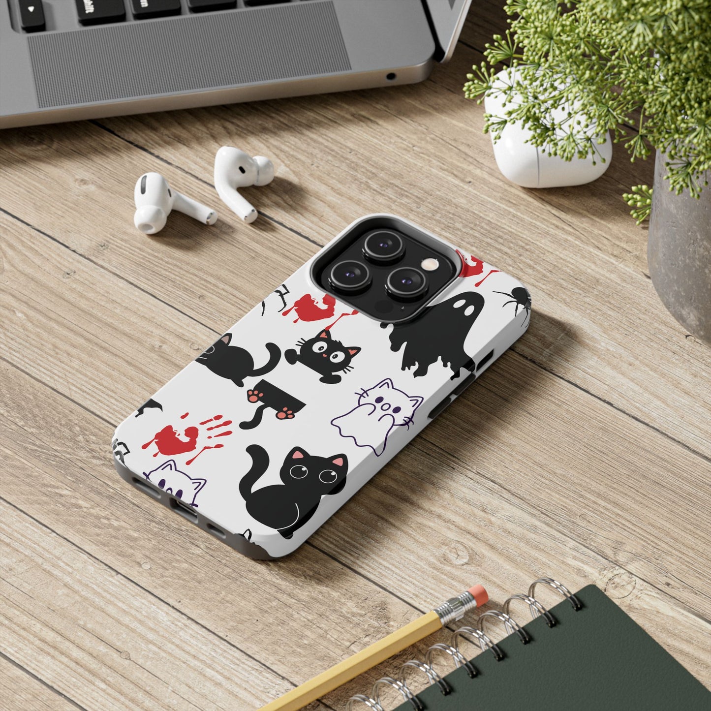 Halloween Phone Cases, Spooky Phone Cover, Cat & Ghost Design, Tough Case for Gifting, Fun and Festive