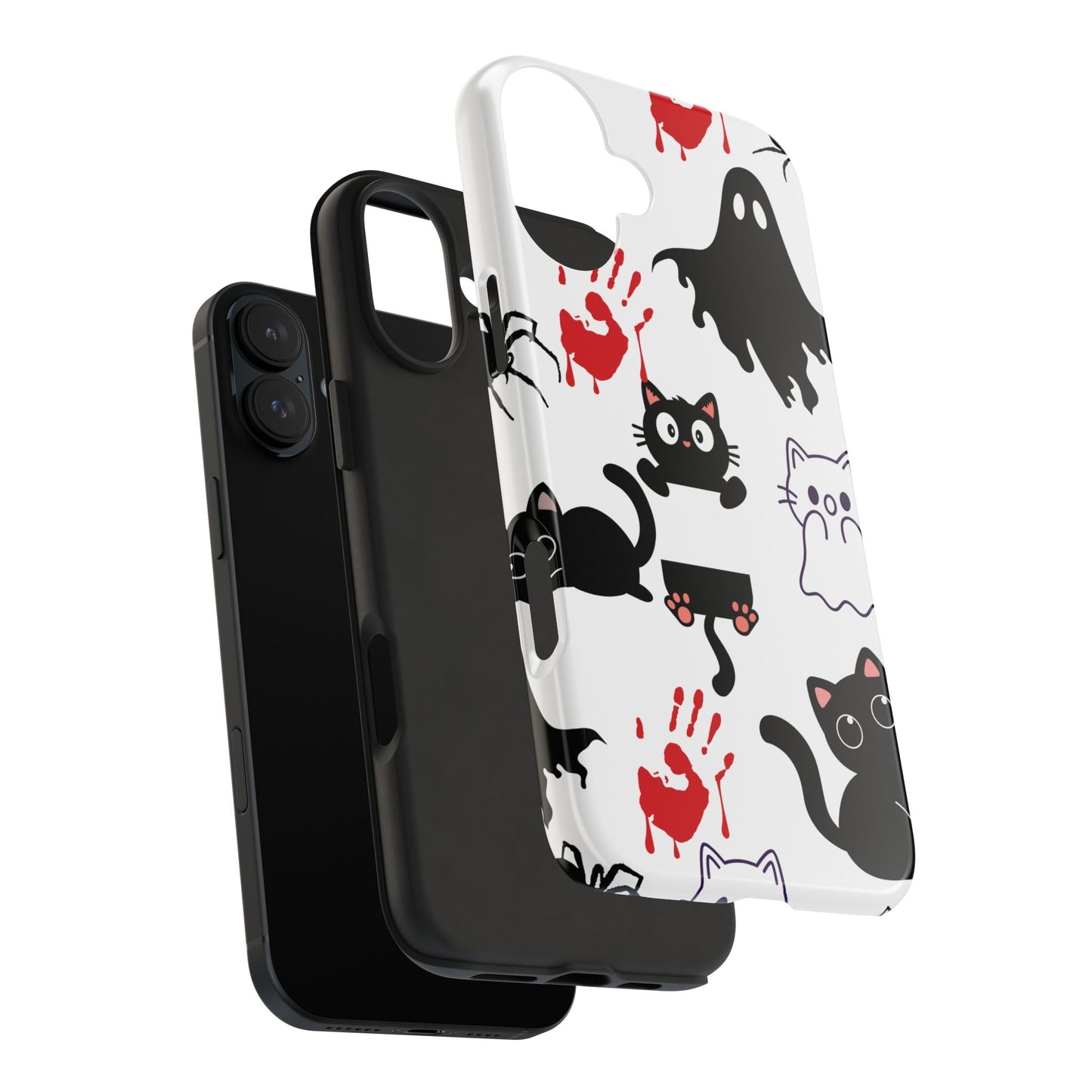 Halloween Phone Cases, Spooky Phone Cover, Cat & Ghost Design, Tough Case for Gifting, Fun and Festive