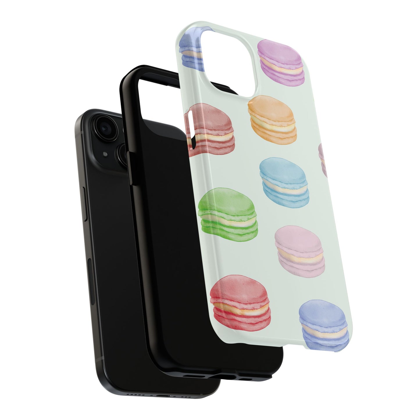Cute Macaron Phone Case, Tough Phone Cases, Floral Phone Cover, Pastel Phone Case, Gift for Foodies, Spring Accessories
