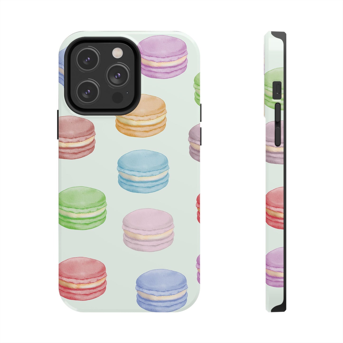 Cute Macaron Phone Case, Tough Phone Cases, Floral Phone Cover, Pastel Phone Case, Gift for Foodies, Spring Accessories
