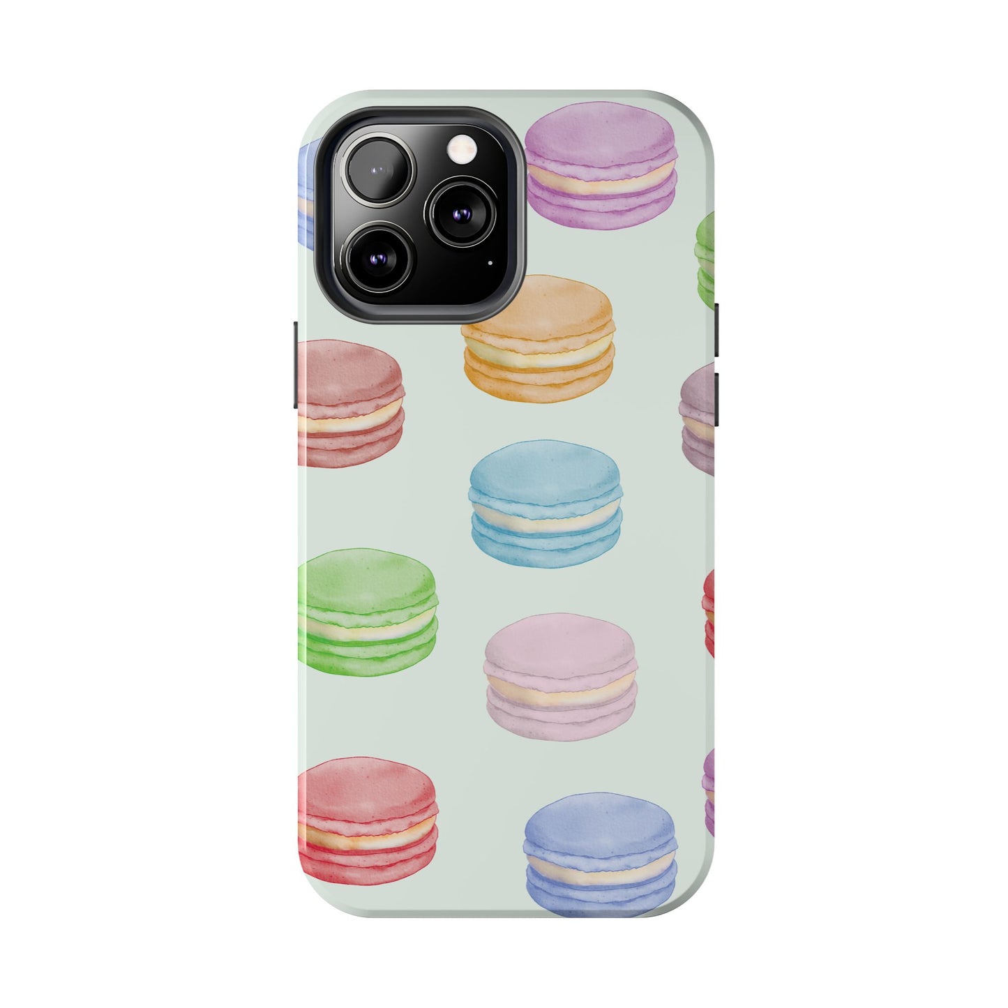 Cute Macaron Phone Case, Tough Phone Cases, Floral Phone Cover, Pastel Phone Case, Gift for Foodies, Spring Accessories