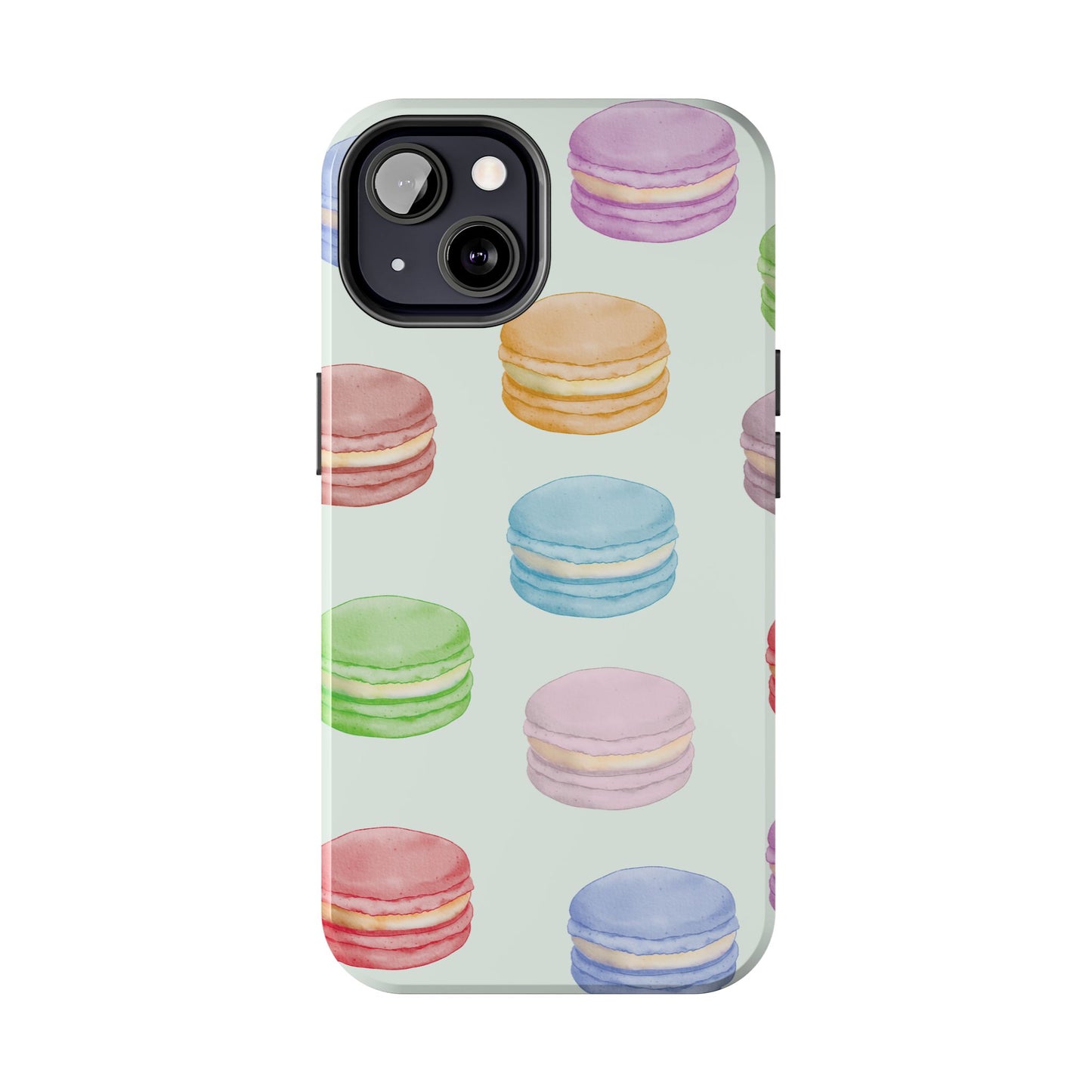 Cute Macaron Phone Case, Tough Phone Cases, Floral Phone Cover, Pastel Phone Case, Gift for Foodies, Spring Accessories