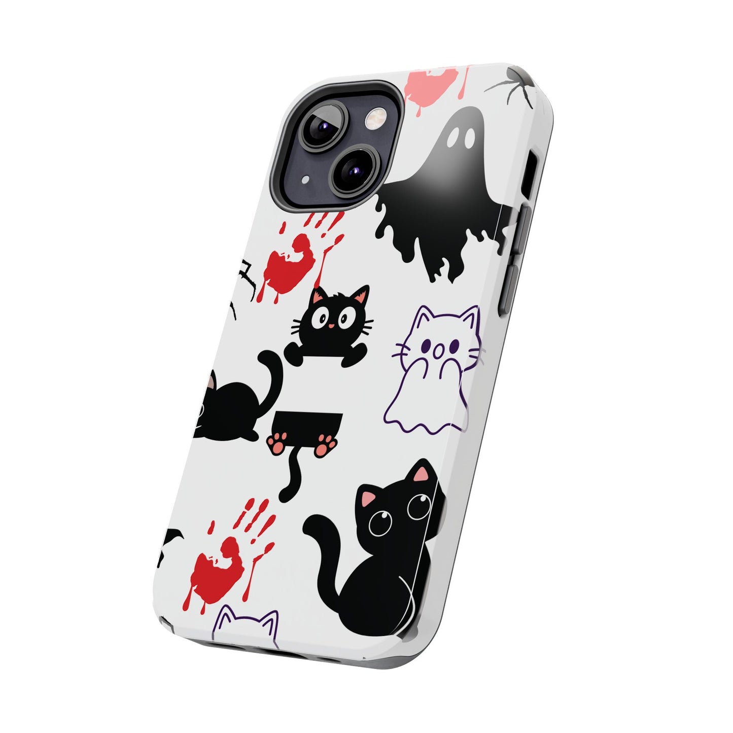 Halloween Phone Cases, Spooky Phone Cover, Cat & Ghost Design, Tough Case for Gifting, Fun and Festive