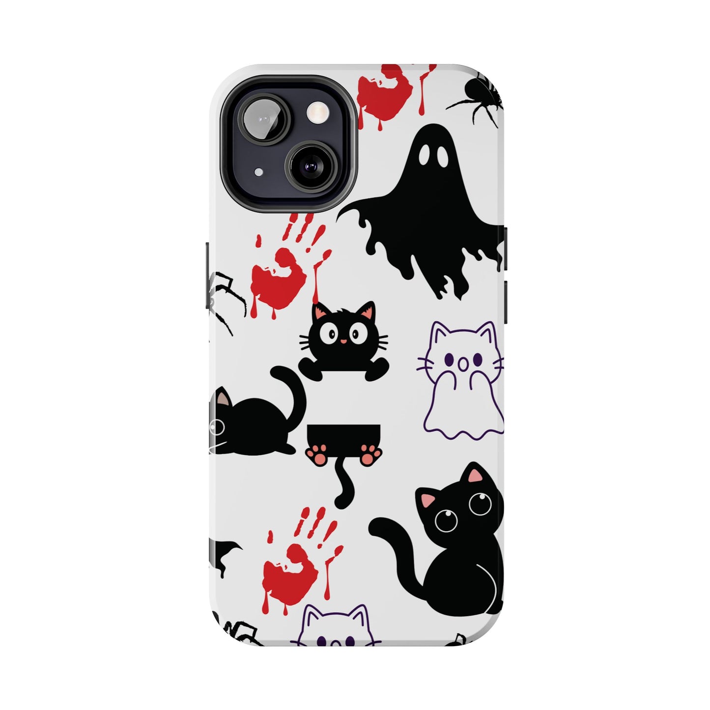 Halloween Phone Cases, Spooky Phone Cover, Cat & Ghost Design, Tough Case for Gifting, Fun and Festive