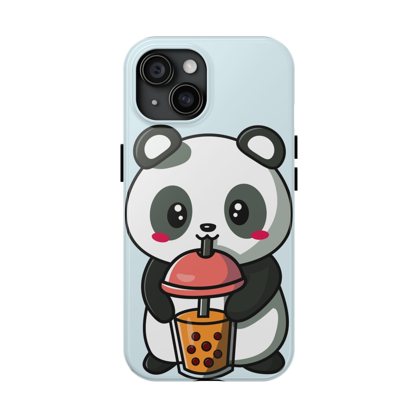 Cute Panda Phone Case with Bubble Tea Design, Tough Phone Cases, Cartoon Character Accessories, Gift for Her, Fun Mobile Cover