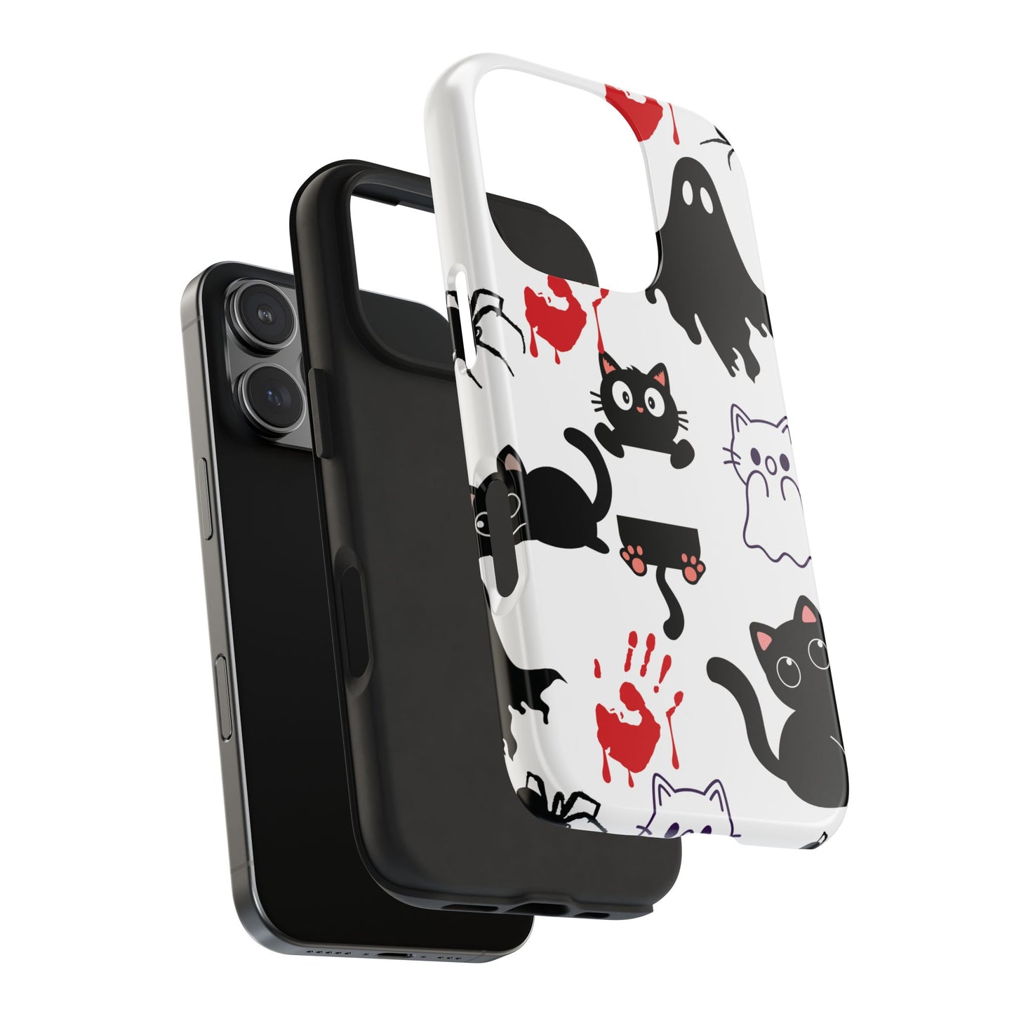 Halloween Phone Cases, Spooky Phone Cover, Cat & Ghost Design, Tough Case for Gifting, Fun and Festive