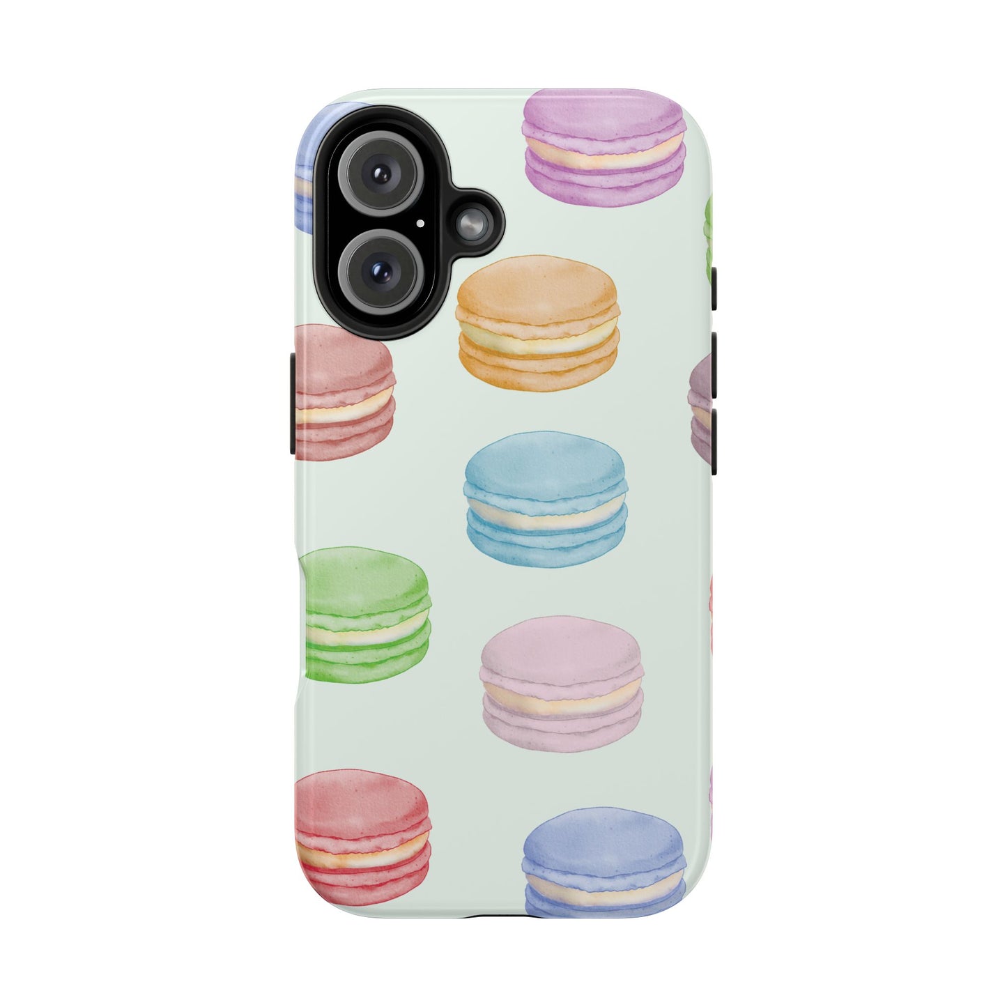 Cute Macaron Phone Case, Tough Phone Cases, Floral Phone Cover, Pastel Phone Case, Gift for Foodies, Spring Accessories