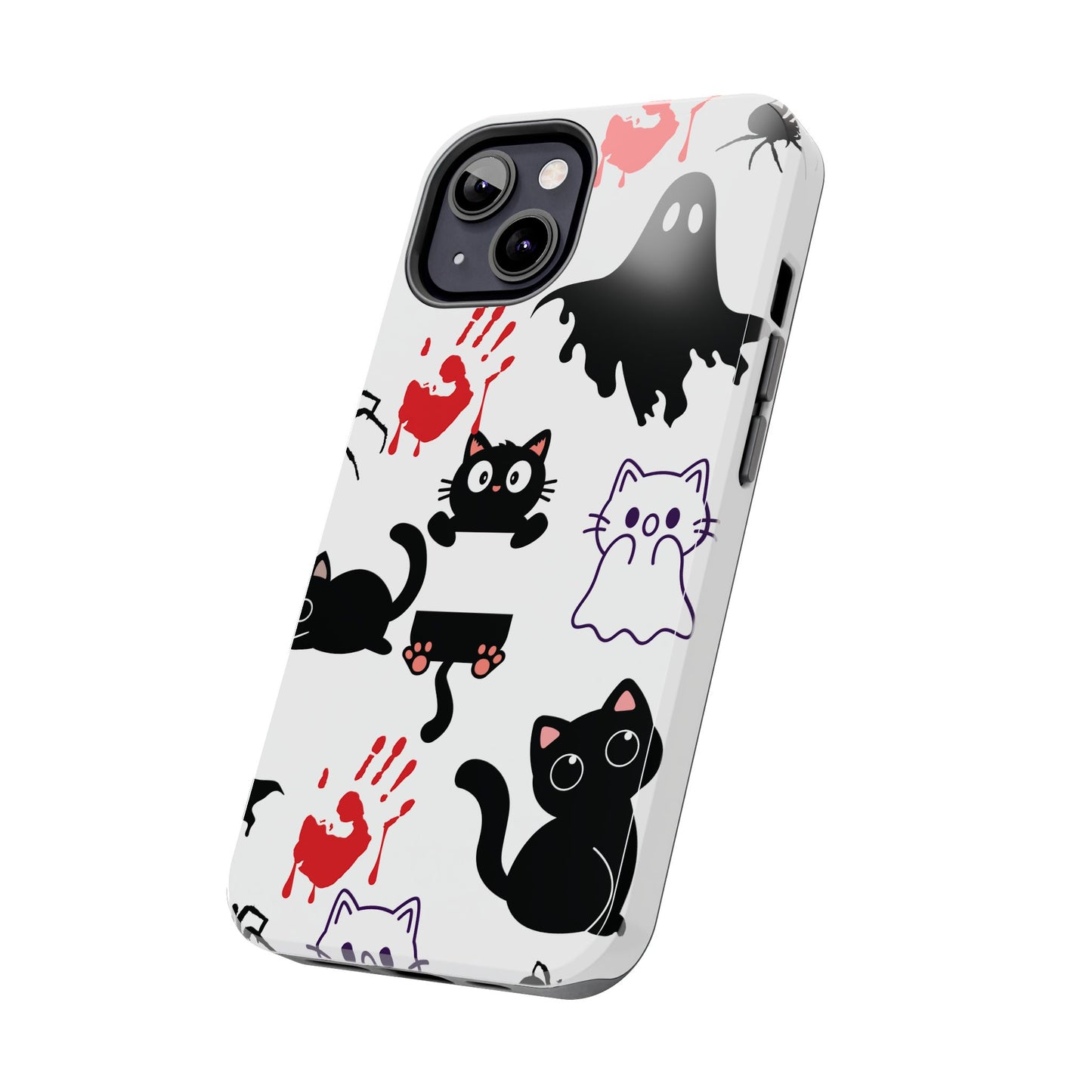 Halloween Phone Cases, Spooky Phone Cover, Cat & Ghost Design, Tough Case for Gifting, Fun and Festive