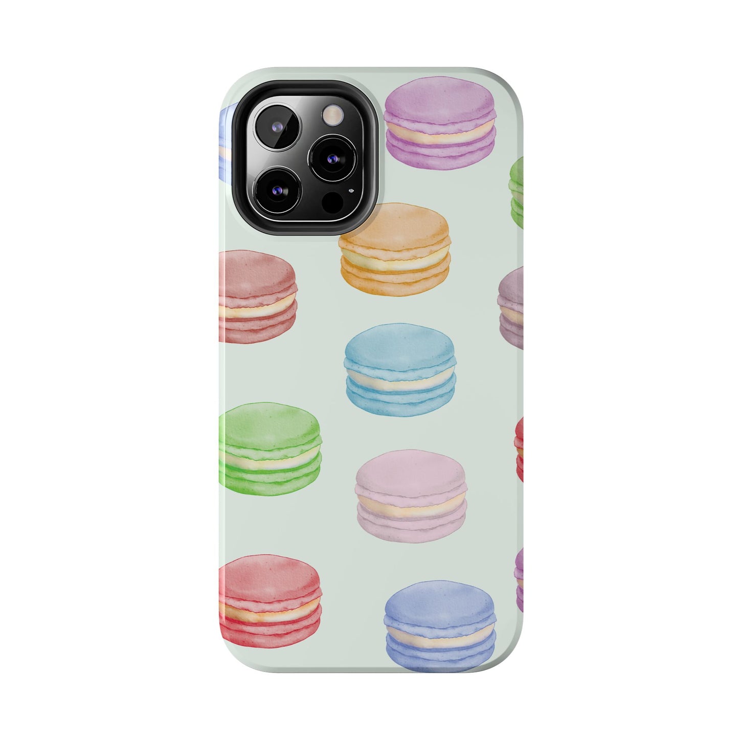 Cute Macaron Phone Case, Tough Phone Cases, Floral Phone Cover, Pastel Phone Case, Gift for Foodies, Spring Accessories