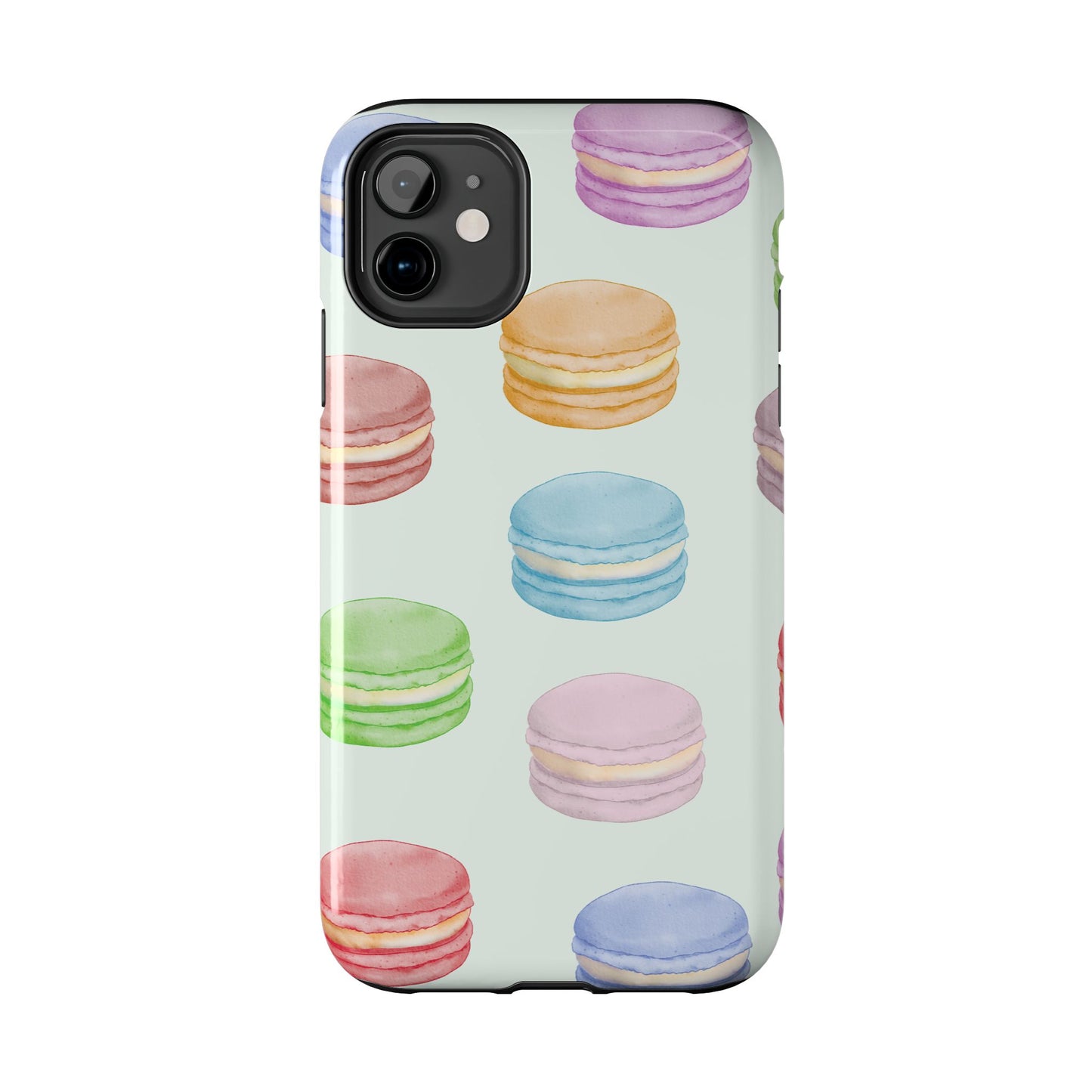 Cute Macaron Phone Case, Tough Phone Cases, Floral Phone Cover, Pastel Phone Case, Gift for Foodies, Spring Accessories
